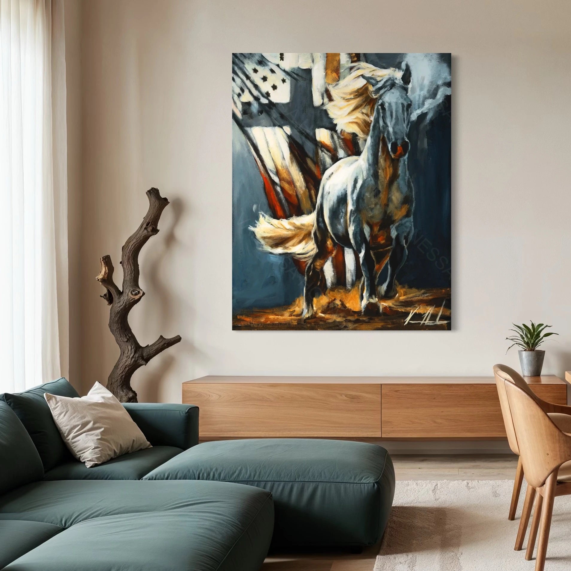 Land of the Free Patriotic Art Print, Horse Art Print Vanessa Horabuena