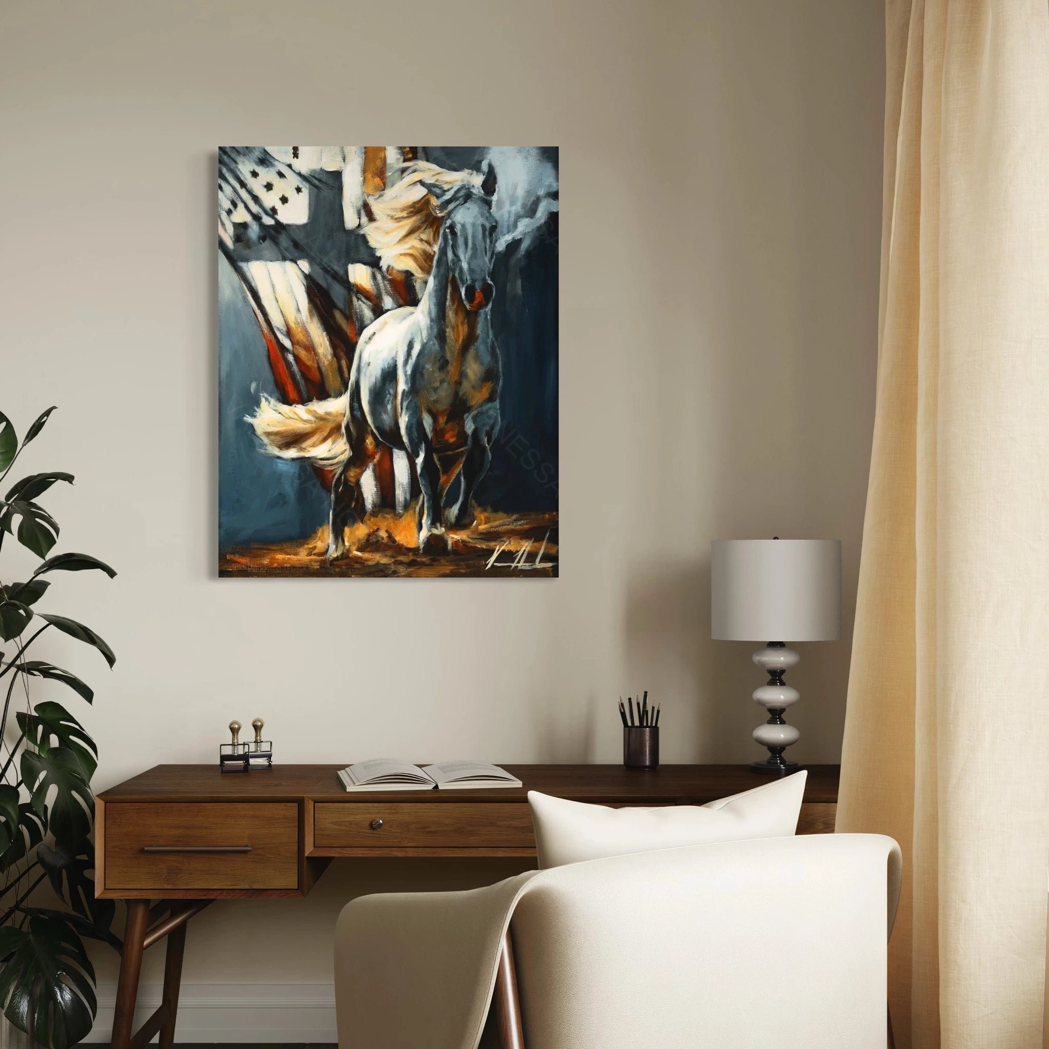 Land of the Free Patriotic Art Print, Horse Art Print Vanessa Horabuena