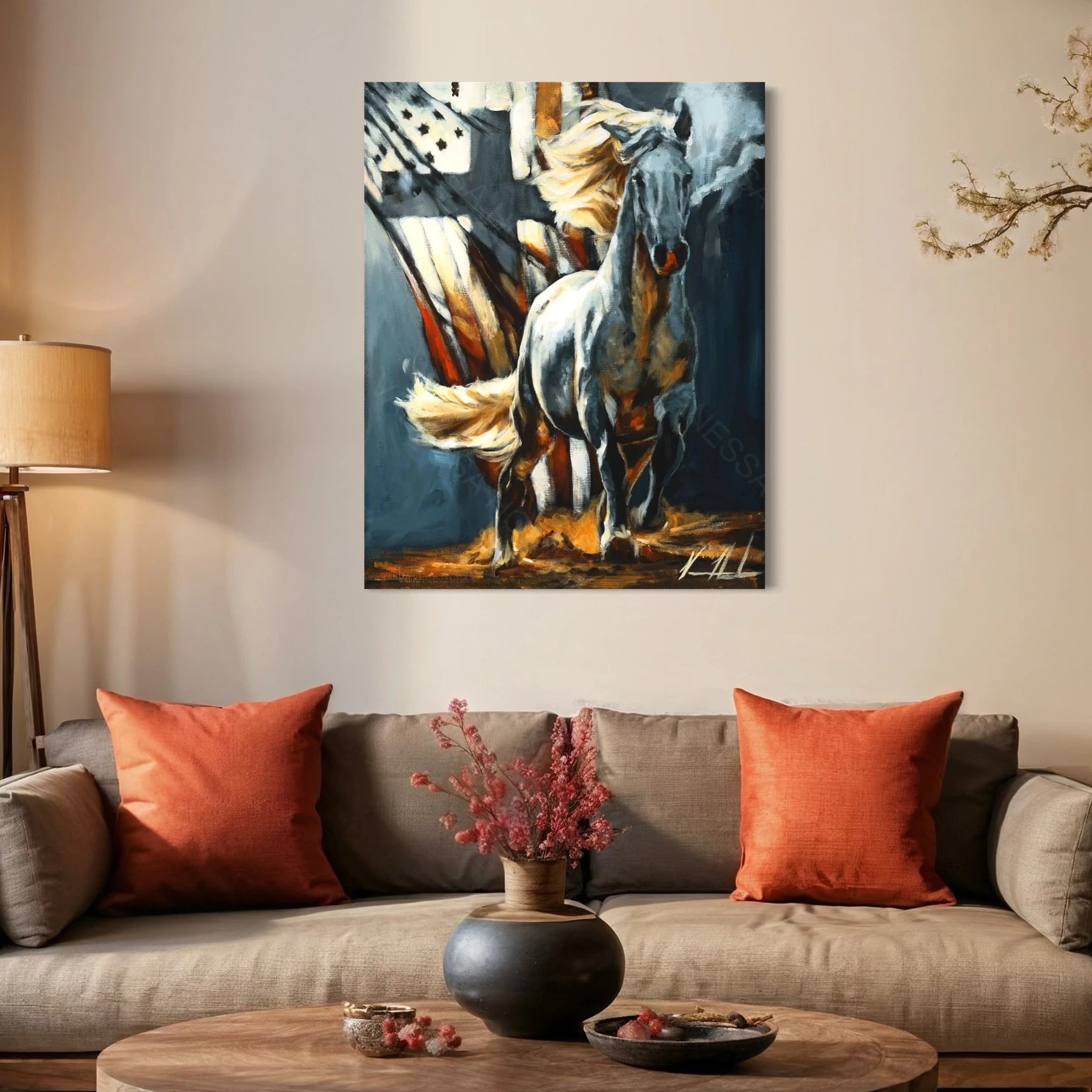 Land of the Free Patriotic Art Print, Horse Art Print Vanessa Horabuena