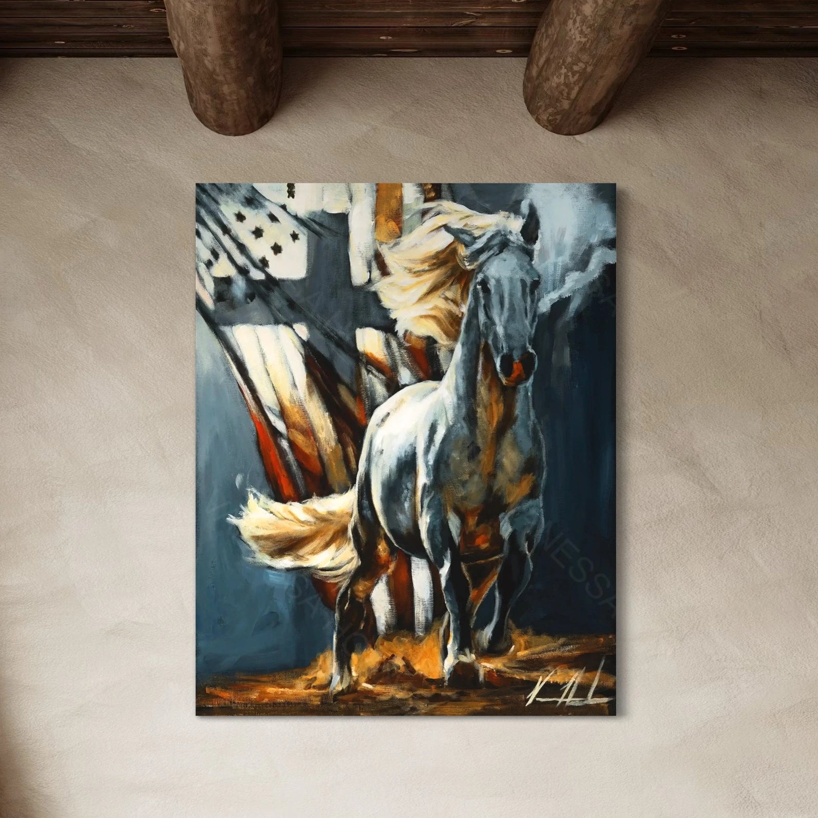 Land of the Free Patriotic Art Print, Horse Art Print Vanessa Horabuena