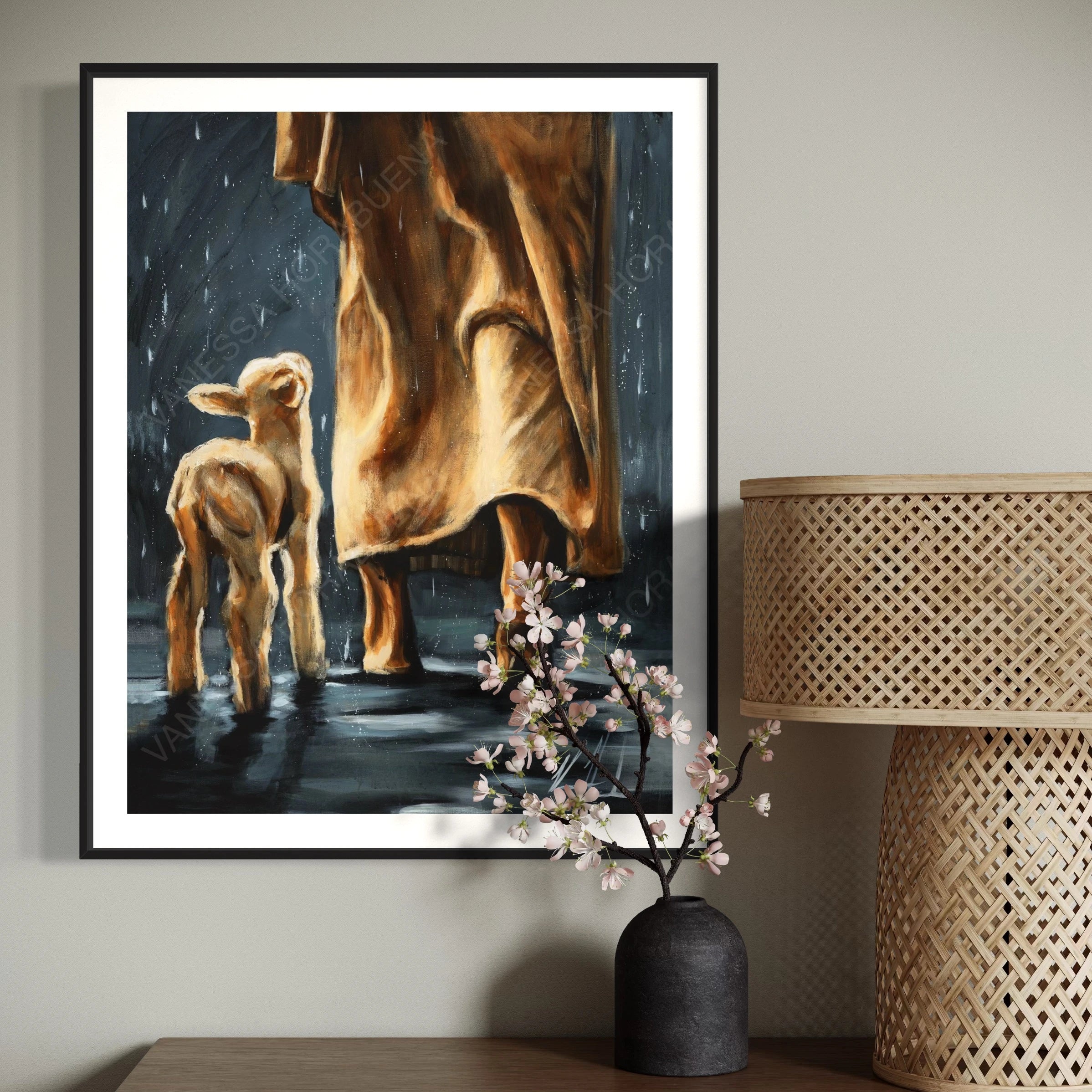 My Sheep Listen to My Voice - The Voice that Calms the Storm Jesus Art Print Vanessa Horabuena