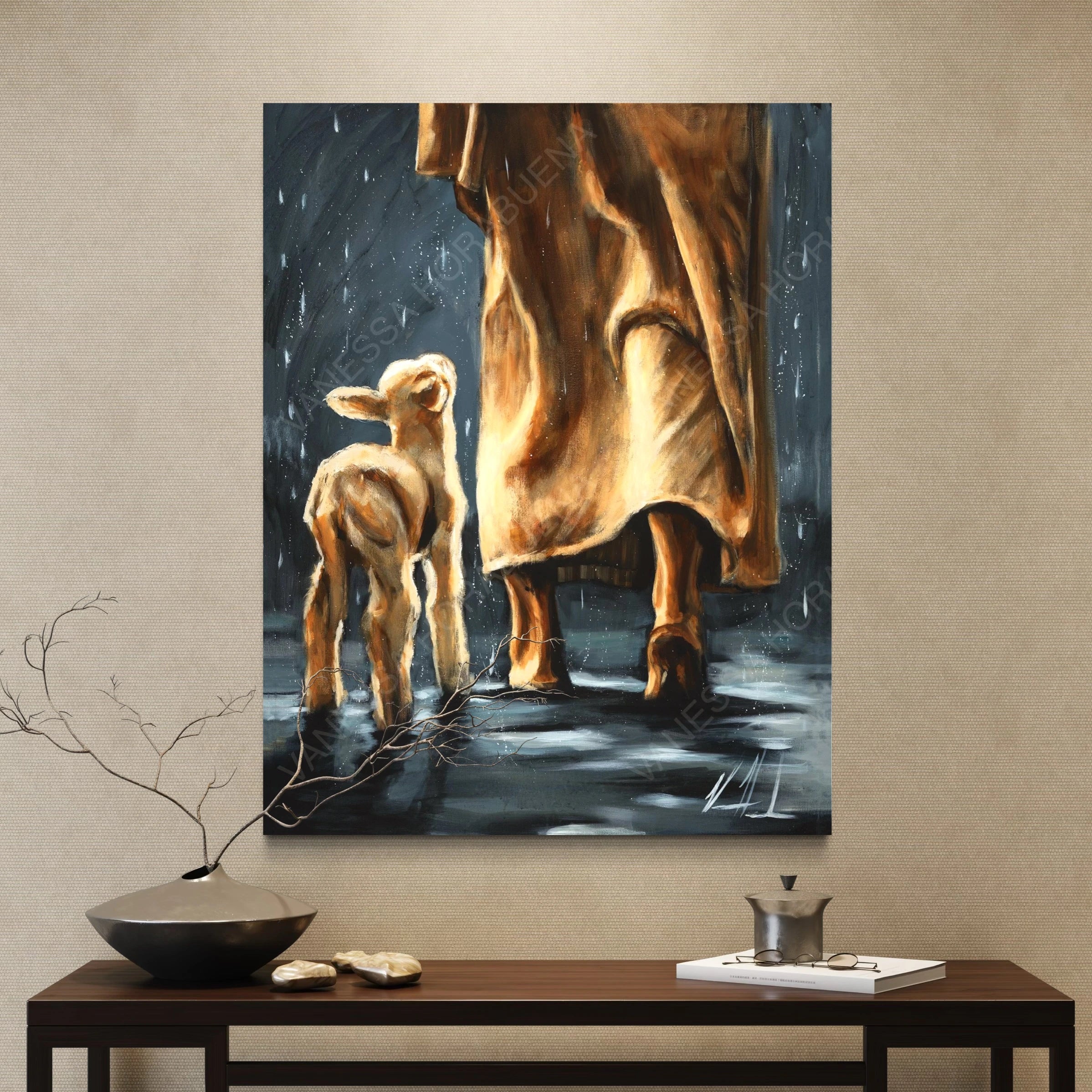 My Sheep Listen to My Voice - The Voice that Calms the Storm Jesus Art Print Vanessa Horabuena