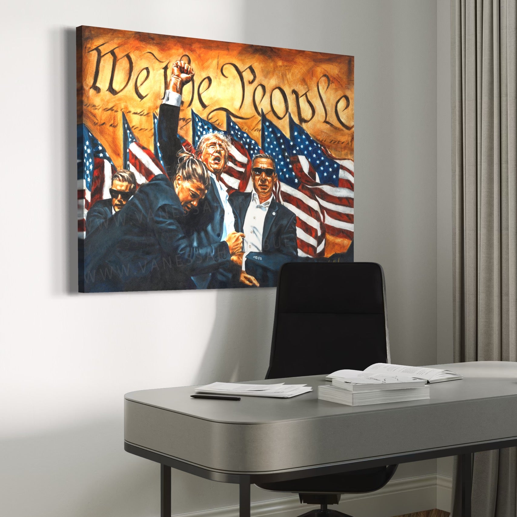 Fight For America (Hand Embellished Canvas Print) Patriotic Art Print Vanessa Horabuena