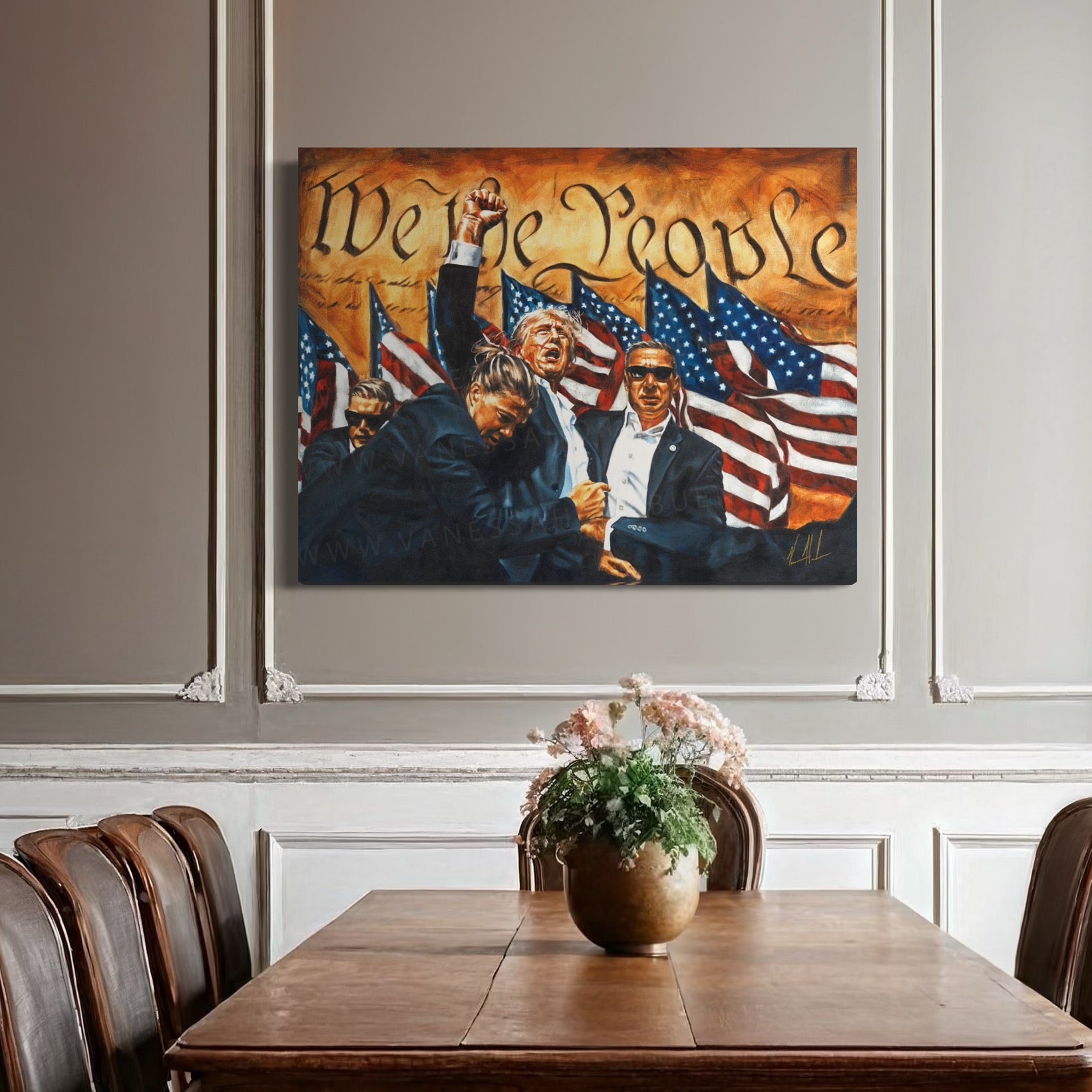 Fight For America (Hand Embellished Canvas Print) Patriotic Art Print Vanessa Horabuena