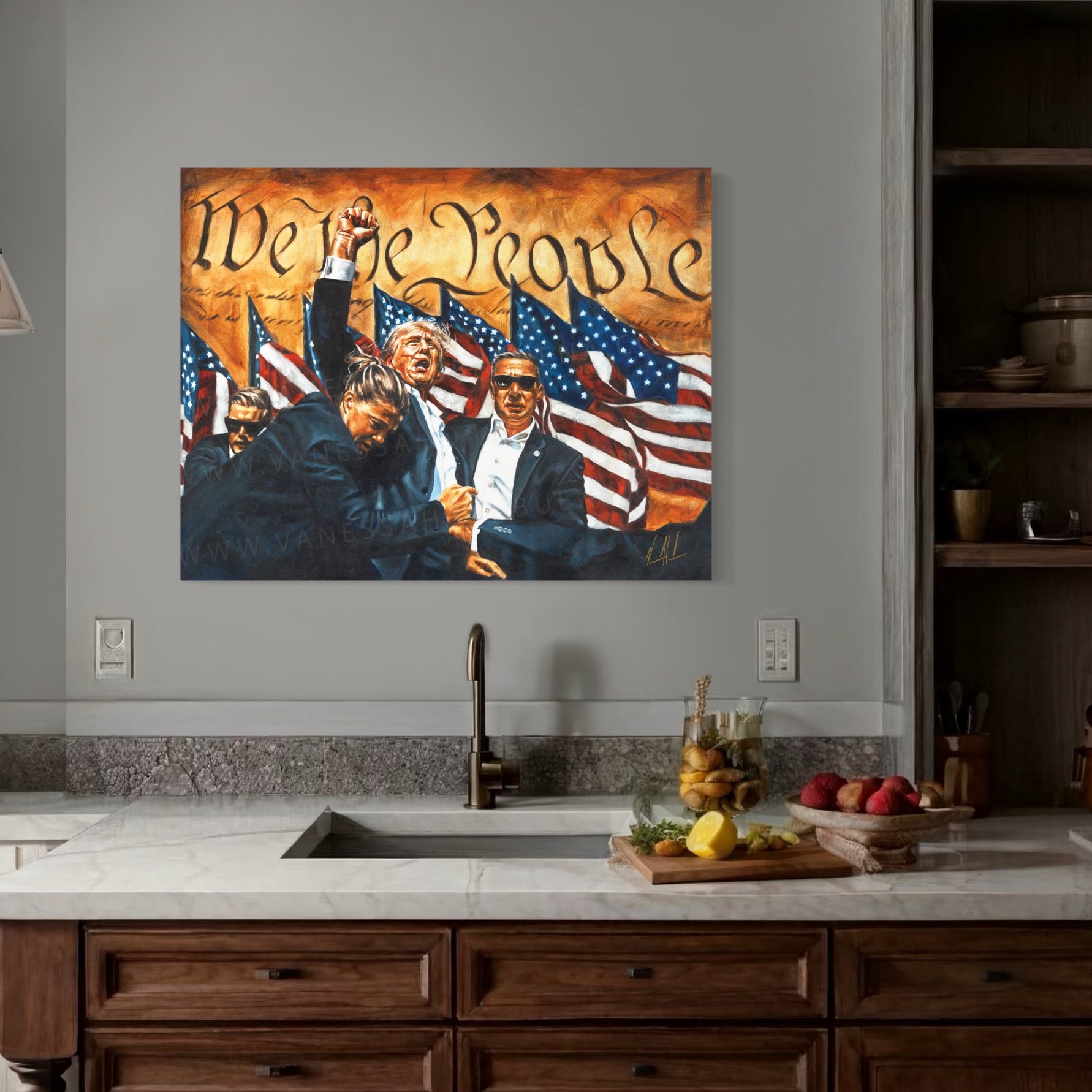 Fight For America (Hand Embellished Canvas Print) Patriotic Art Print Vanessa Horabuena