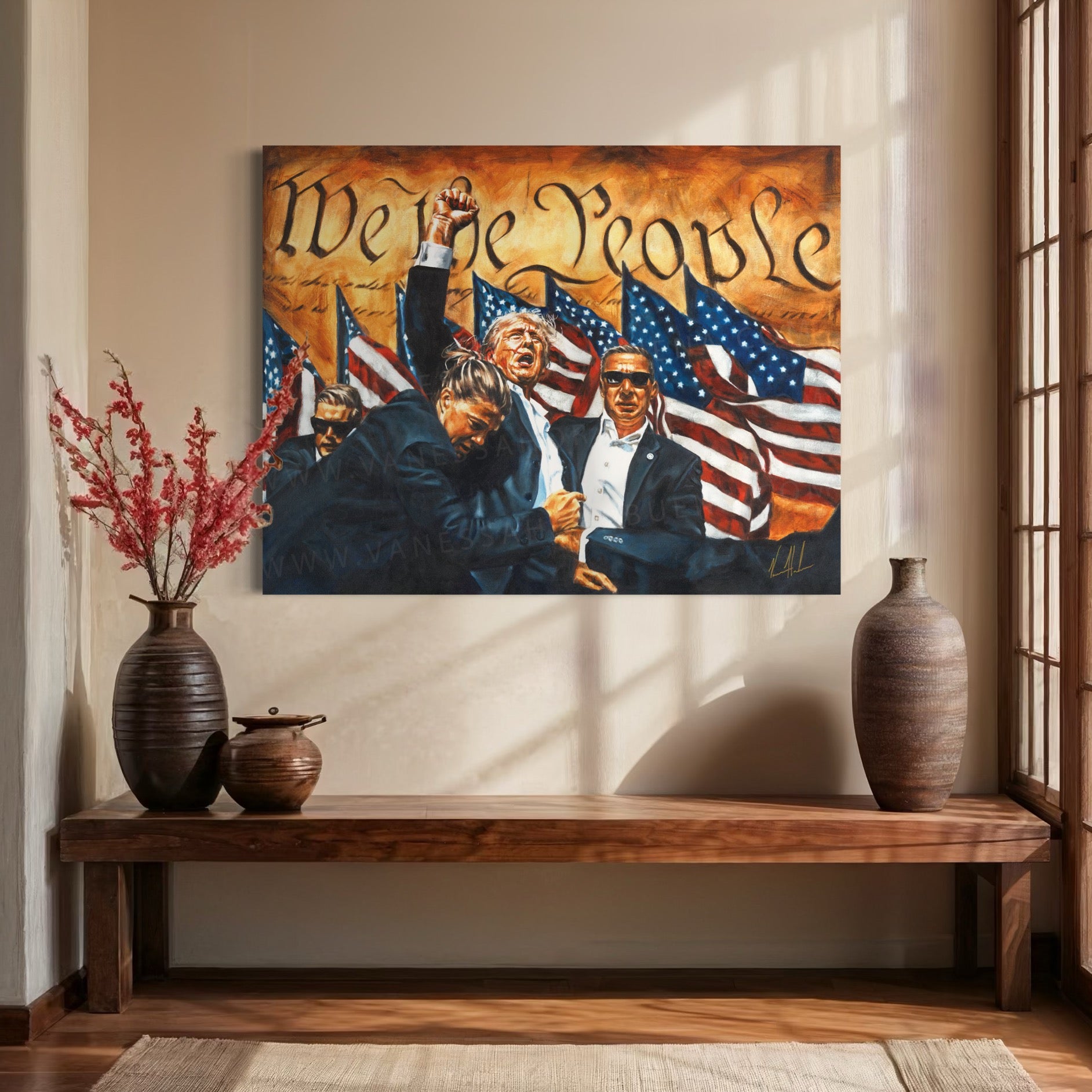 Fight For America (Hand Embellished Canvas Print) Patriotic Art Print Vanessa Horabuena