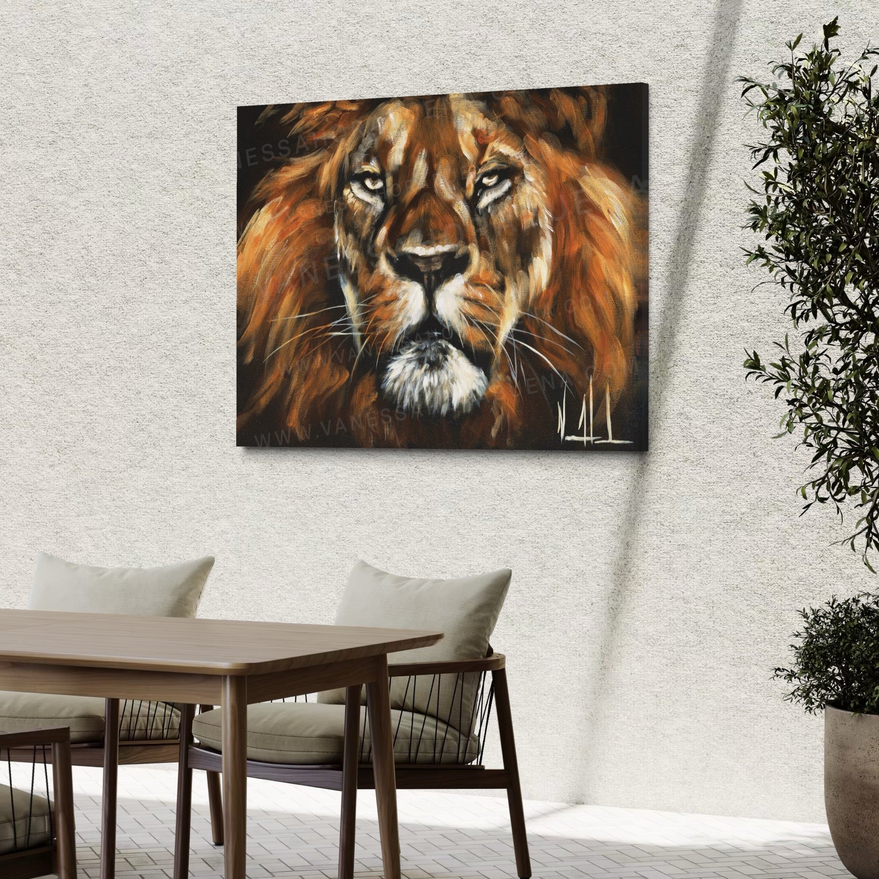 Defender (Hand Embellished Canvas Print) Lion Art Print Vanessa Horabuena