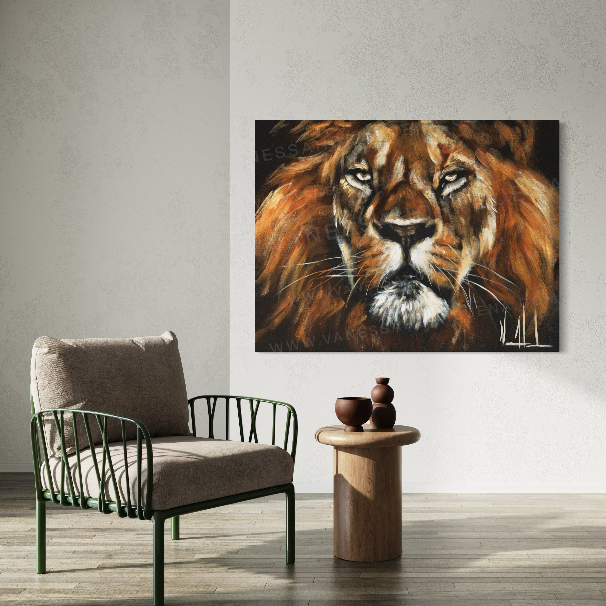 Defender (Hand Embellished Canvas Print) Lion Art Print Vanessa Horabuena