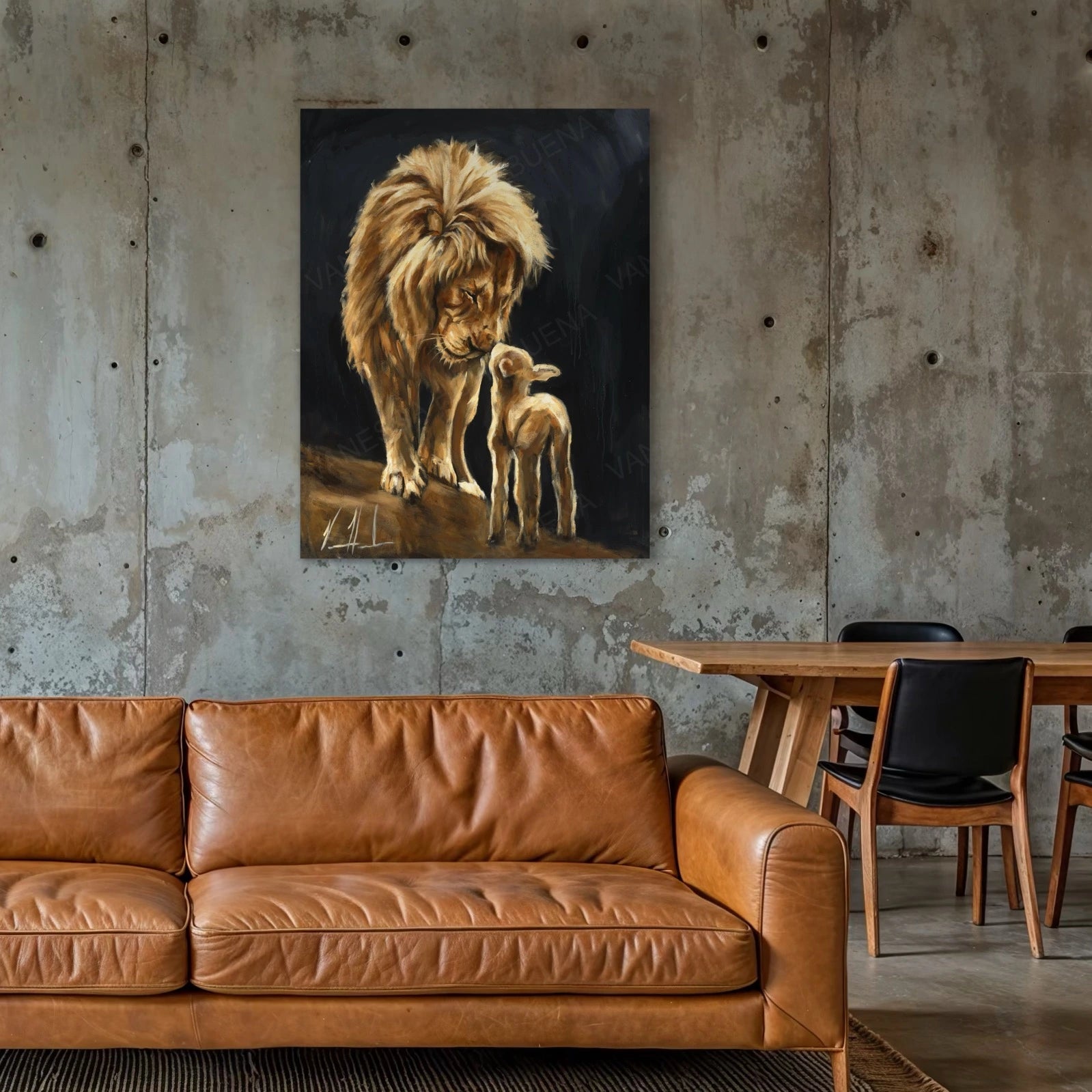 The Heart of God (Black Background) Lion Art Print Vanessa Horabuena