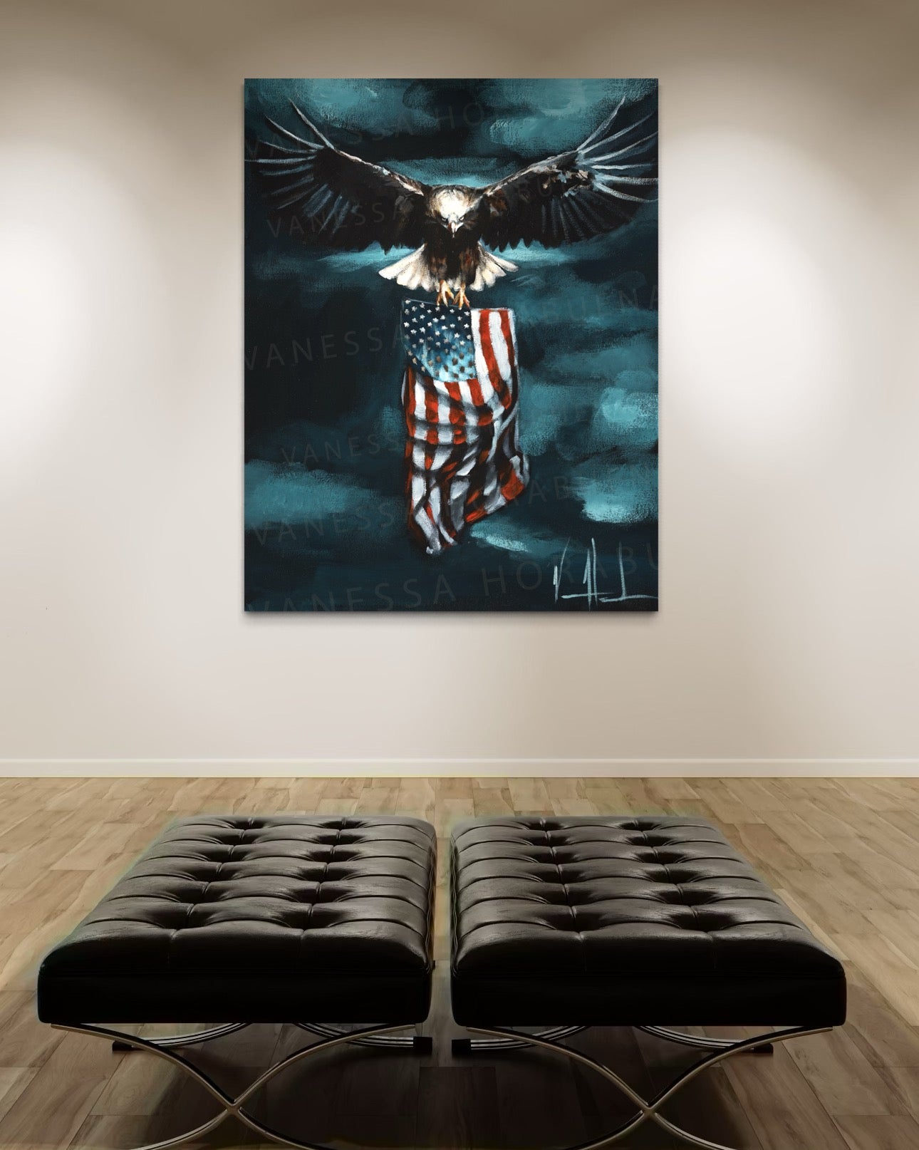 Revive Our Nation (Hand Embellished Canvas Print) Patriotic Art Print Vanessa Horabuena