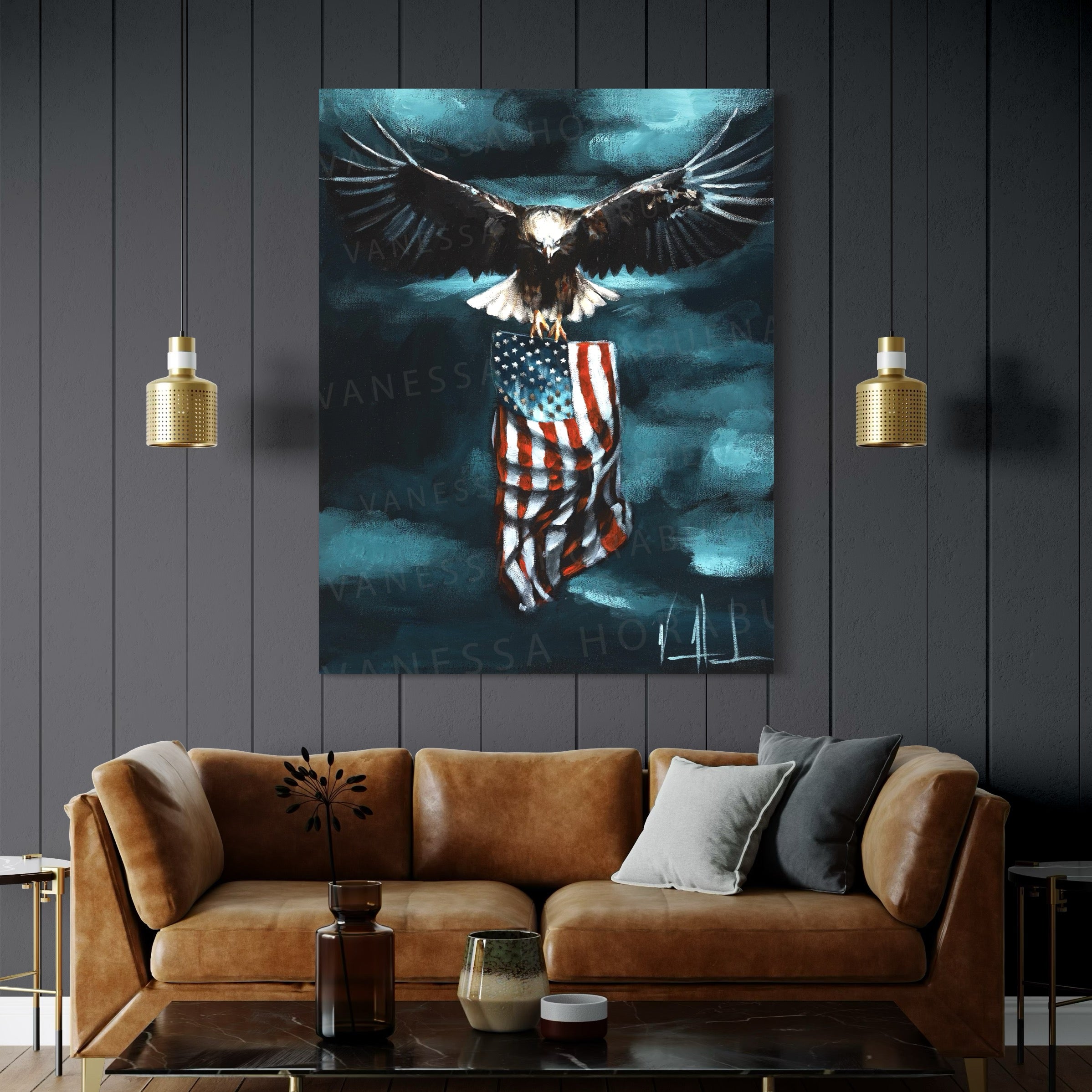 Revive Our Nation (Hand Embellished Canvas Print) Patriotic Art Print Vanessa Horabuena