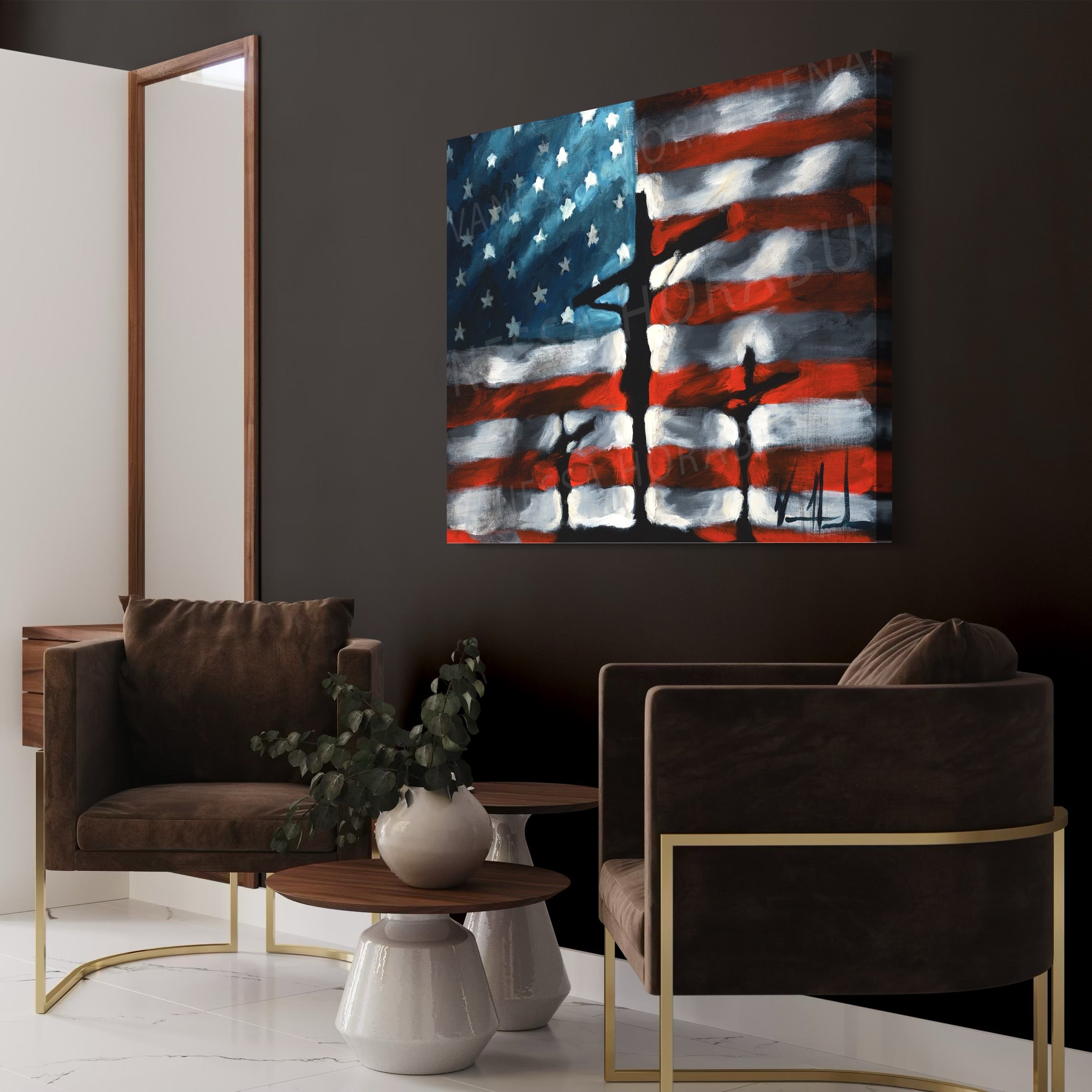 In God We Trust (Hand Embellishment Canvas Print) Patriotic Art Print Vanessa Horabuena