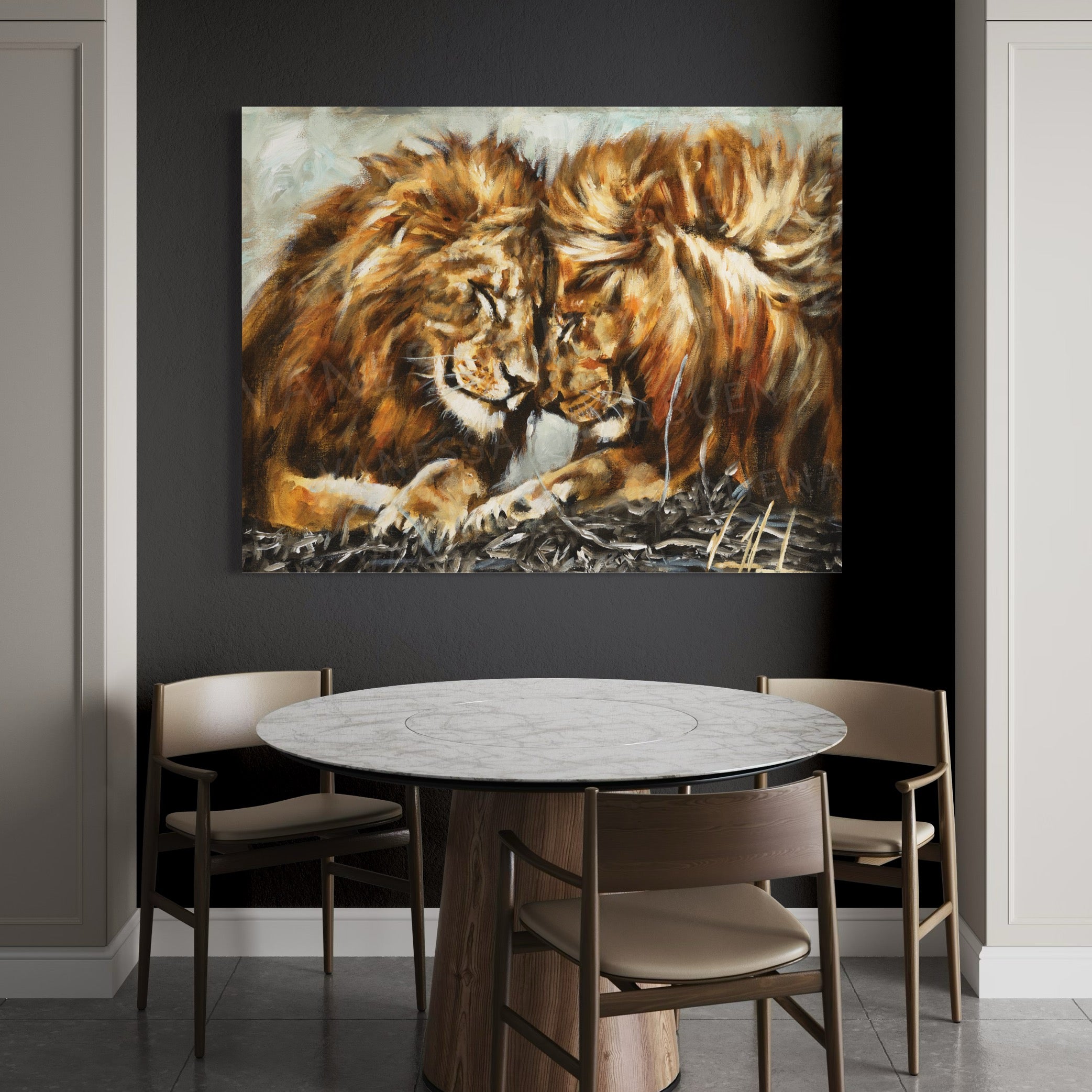 Fortified Strength (Hand Embellished Canvas Print) Lion Art Print Vanessa Horabuena