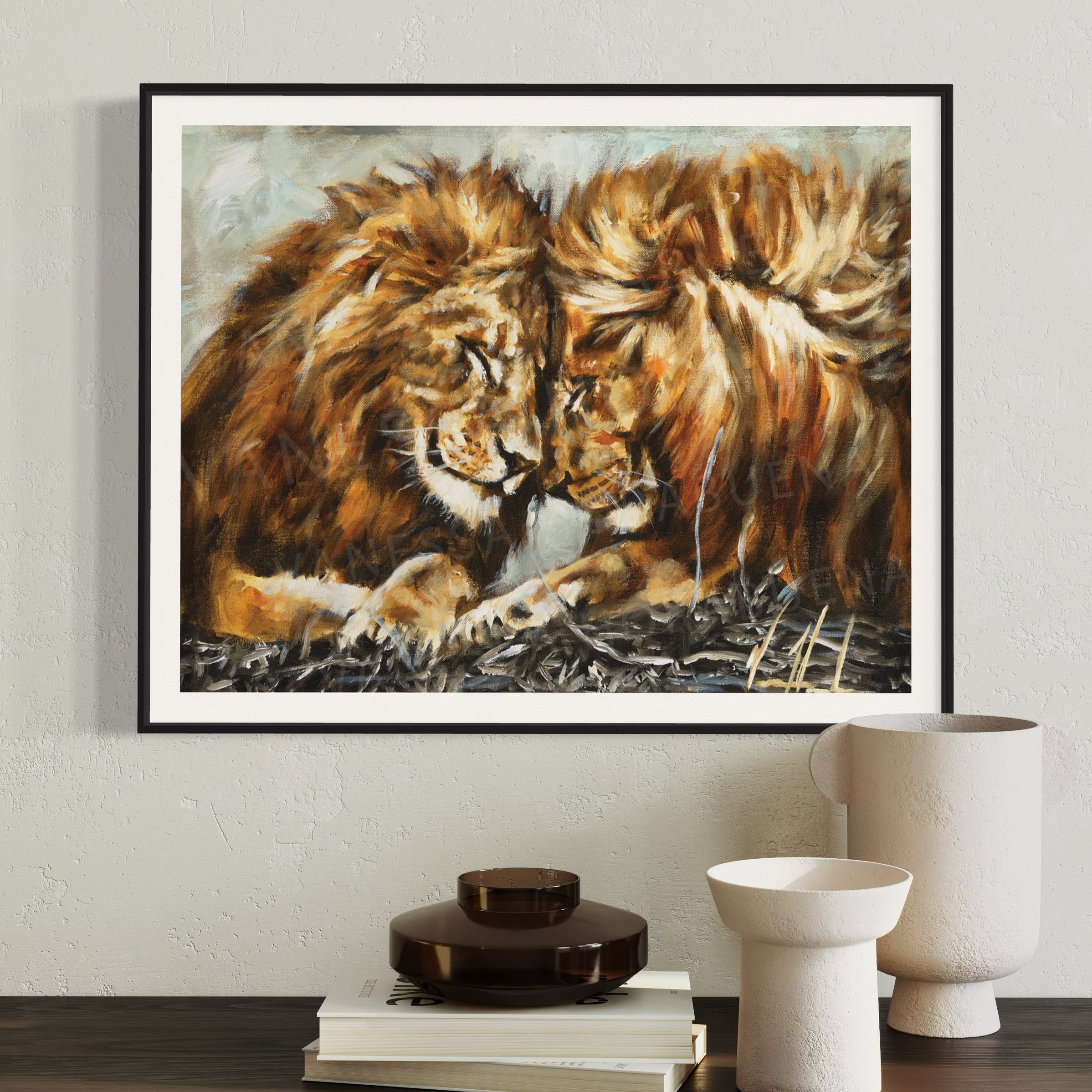 Fortified Strength (Hand Embellished Canvas Print) Lion Art Print Vanessa Horabuena