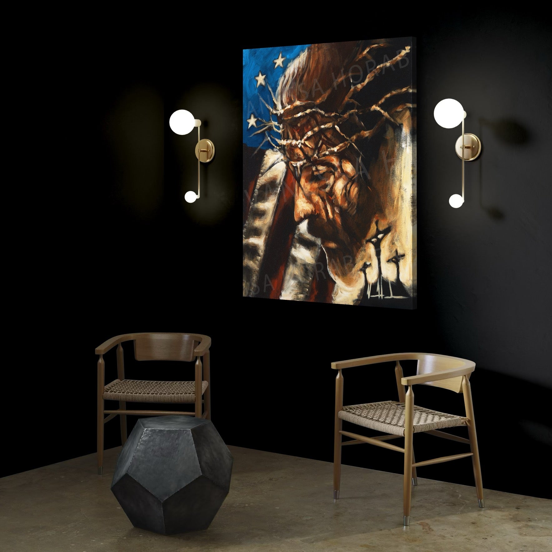 One Nation Under God (Hand Embellishment Canvas Print) Patriotic Art Print Vanessa Horabuena