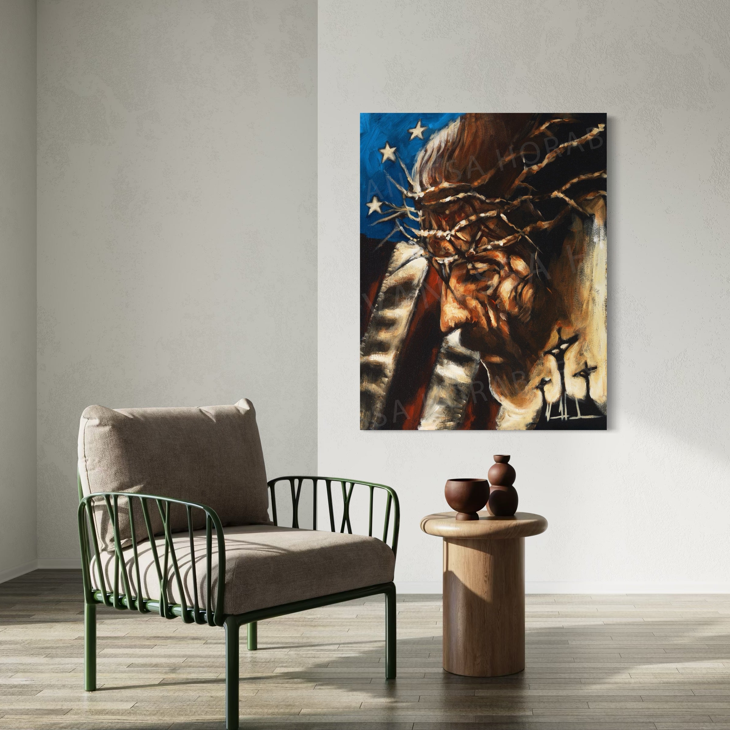 One Nation Under God (Hand Embellishment Canvas Print) Patriotic Art Print Vanessa Horabuena