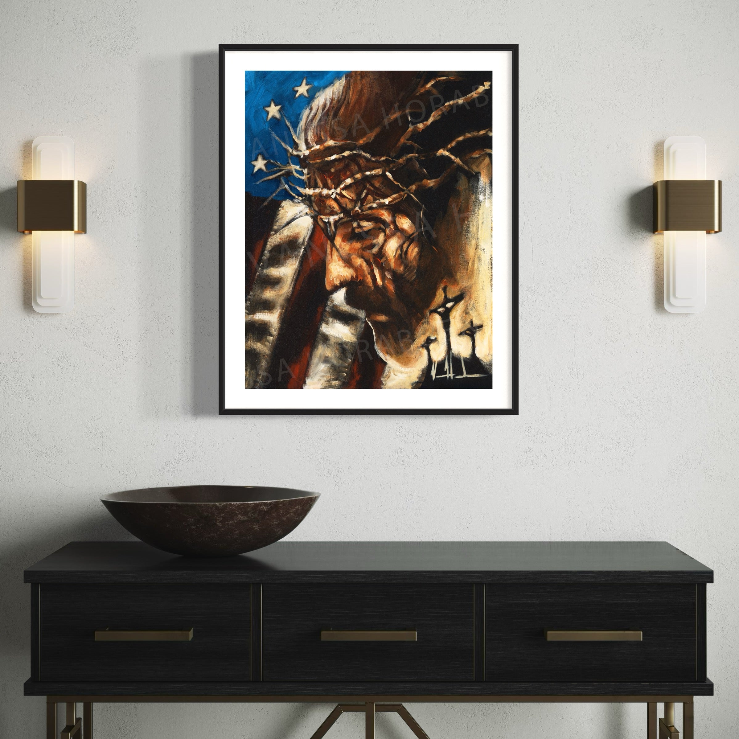 One Nation Under God (Hand Embellishment Canvas Print) Patriotic Art Print Vanessa Horabuena