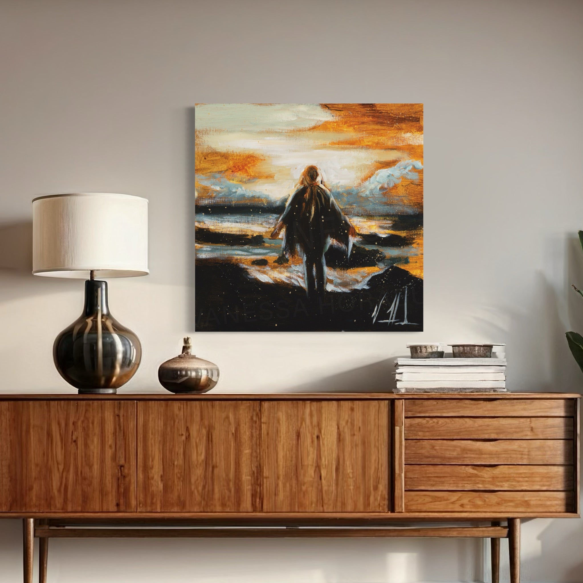 Shine Your Light on Me (Hand Embellished Canvas Print) Women's Art Print Vanessa Horabuena