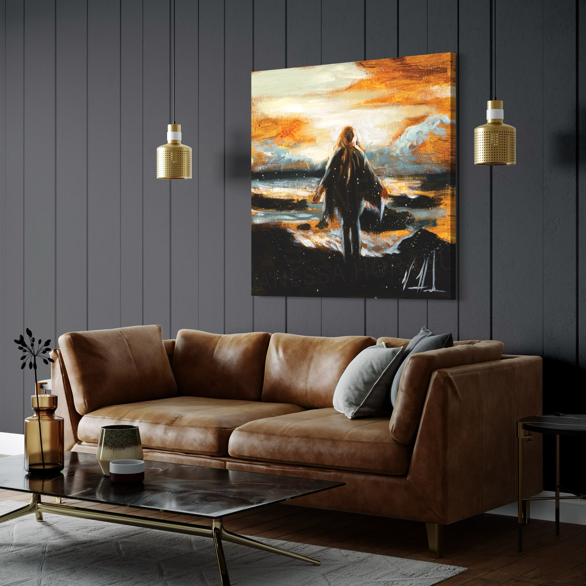 Shine Your Light on Me (Hand Embellished Canvas Print) Women's Art Print Vanessa Horabuena