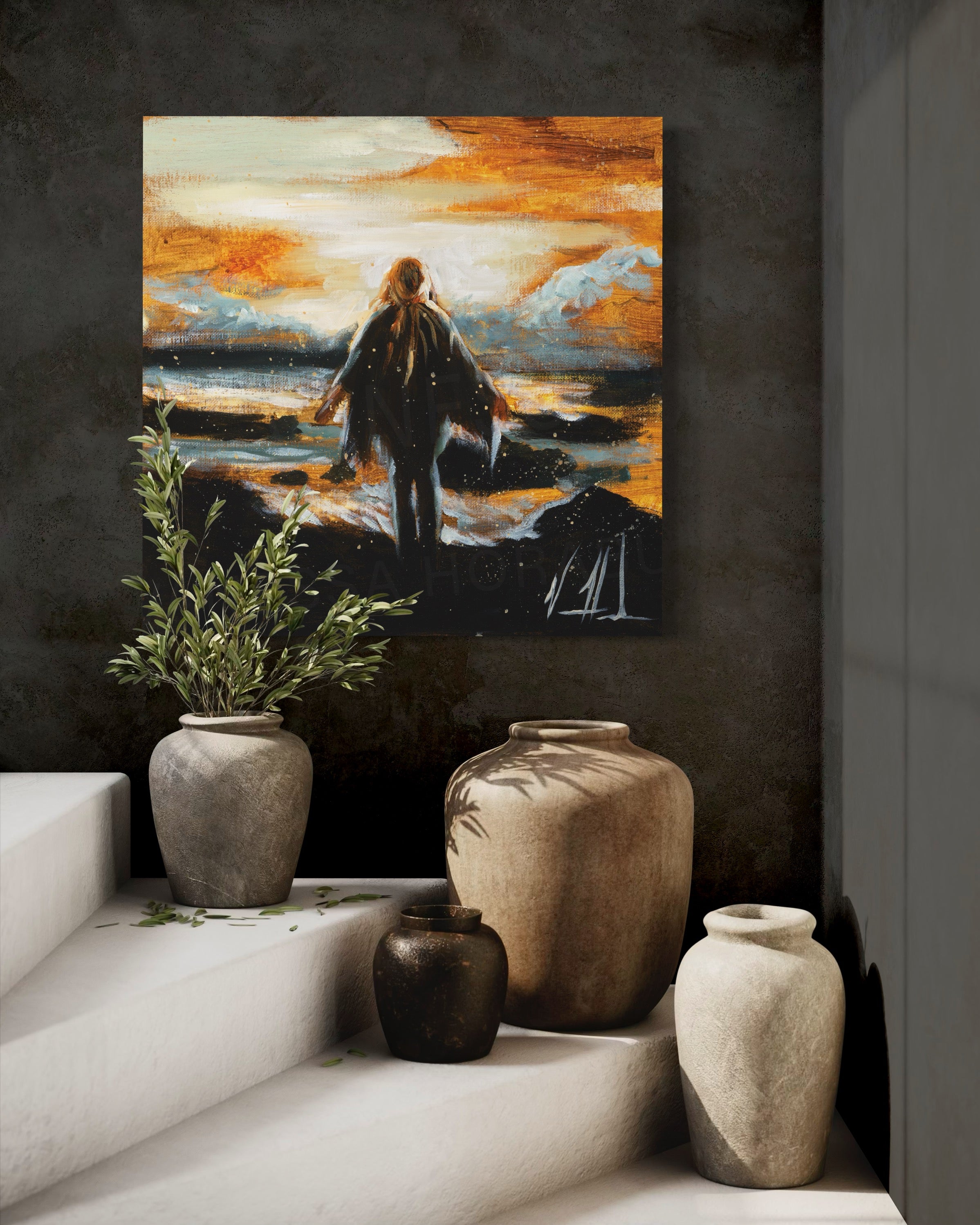 Shine Your Light on Me (Hand Embellished Canvas Print) Women's Art Print Vanessa Horabuena