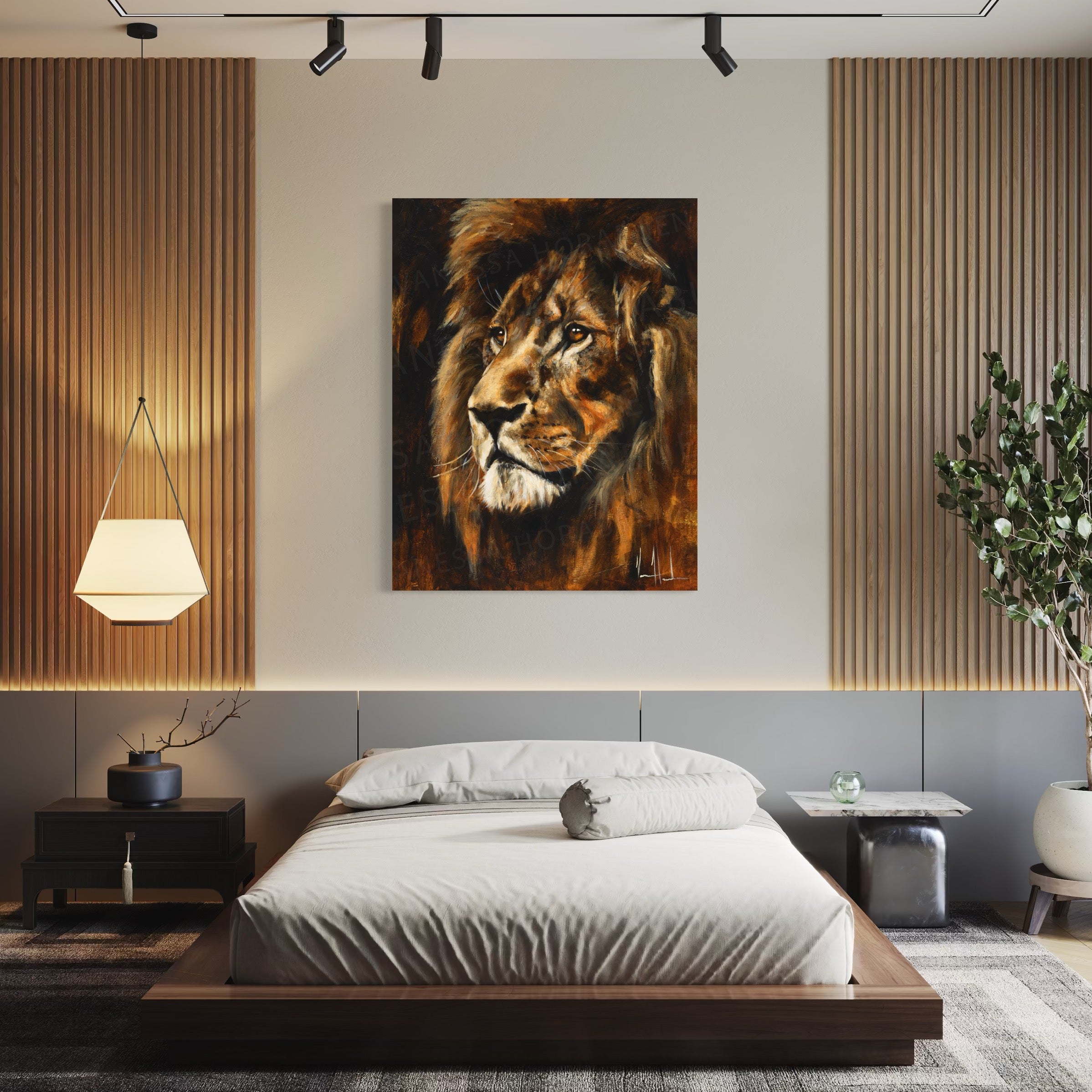 Majestic Lion (Hand Embellishment Canvas Print) Lion Art Print Vanessa Horabuena