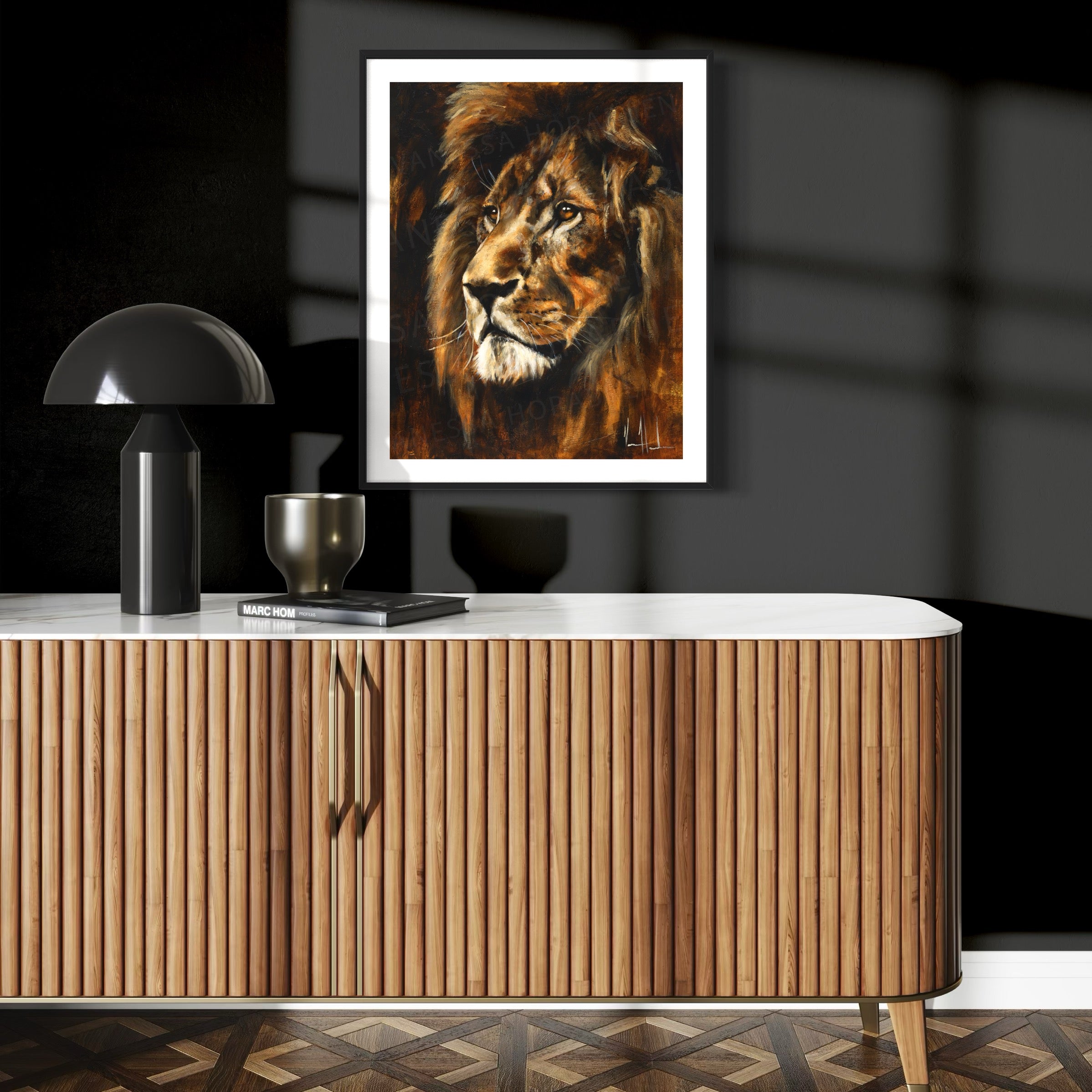 Majestic Lion (Hand Embellishment Canvas Print) Lion Art Print Vanessa Horabuena