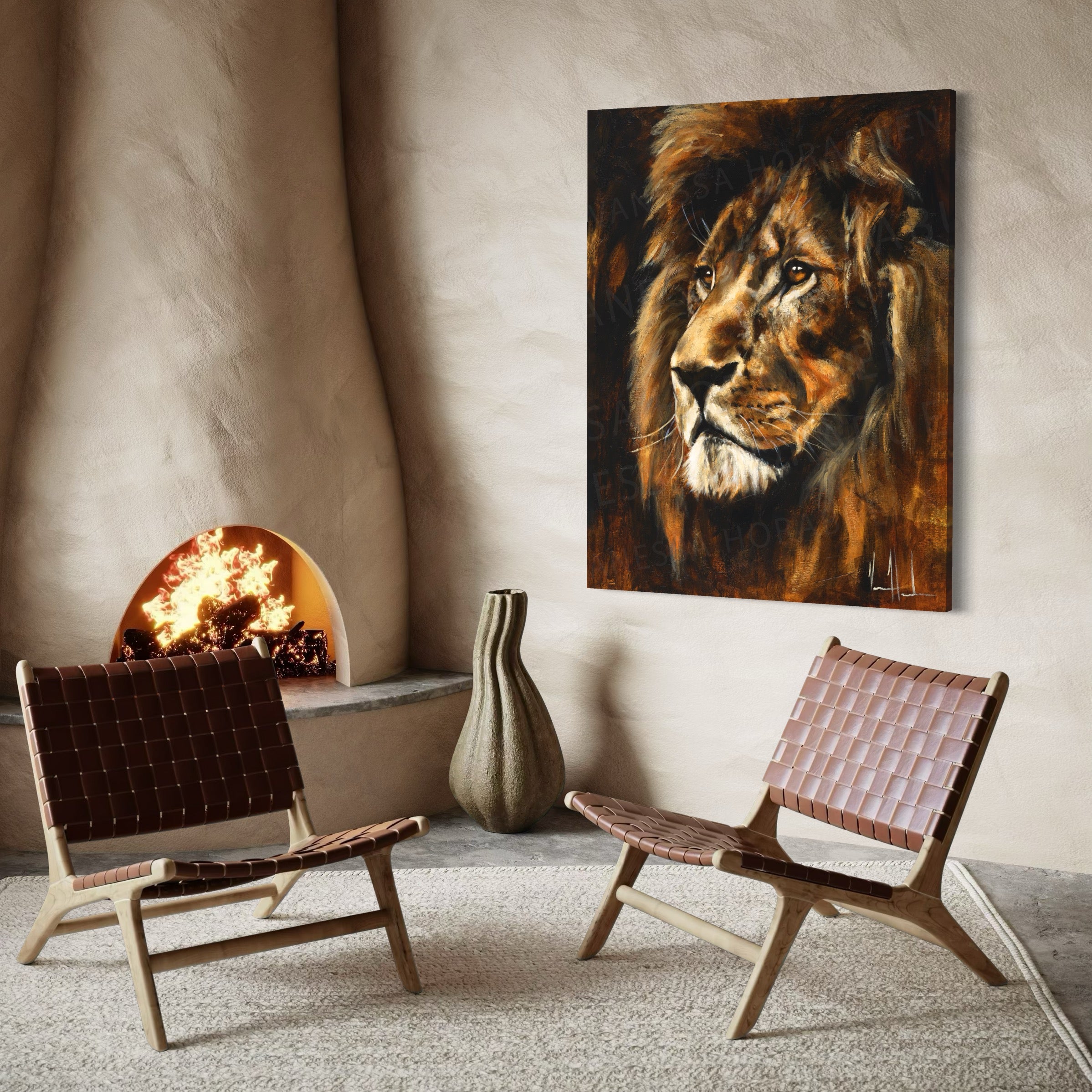 Majestic Lion (Hand Embellishment Canvas Print) Lion Art Print Vanessa Horabuena