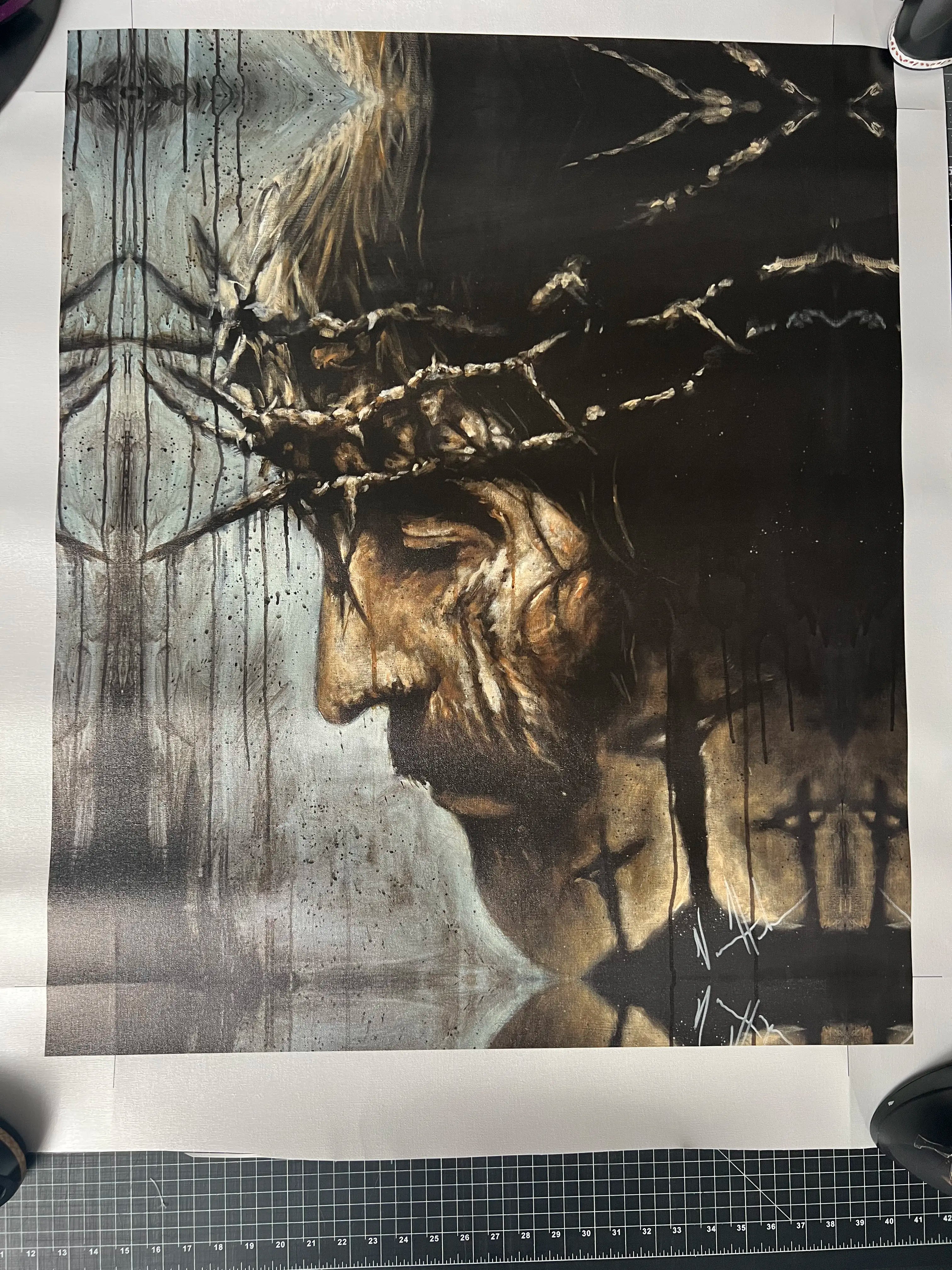 CM# 35 - Redeemer's Love With Crosses - 24"x30" - Canvas Print Vanessa Horabuena