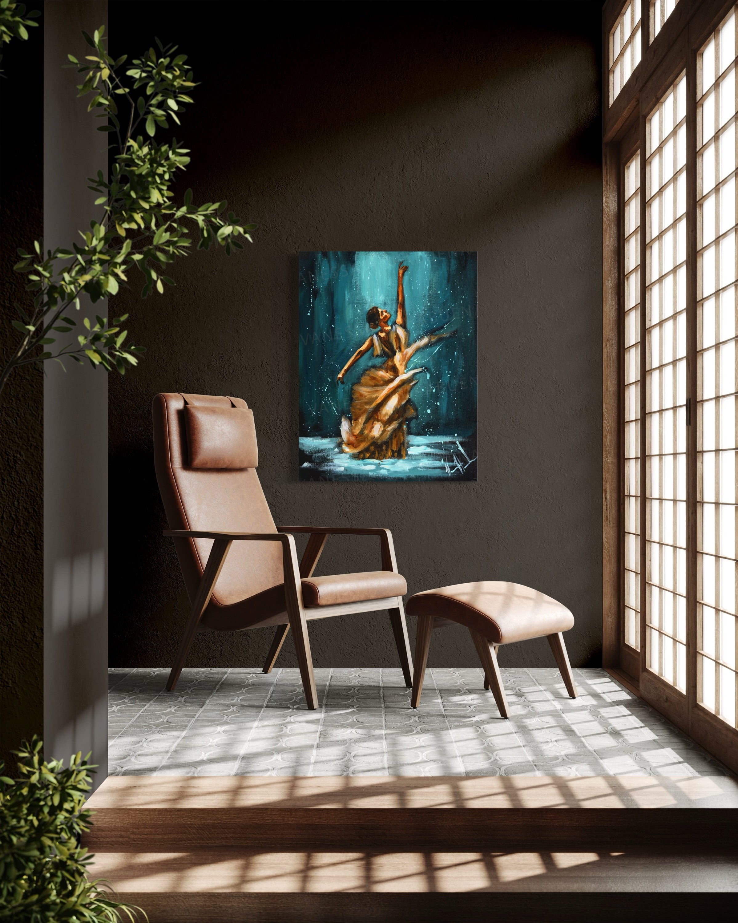 I’ll Praise You Through the Storm (Gold Dress Edition) (Hand Embellished Canvas Print) Women's Art Print Vanessa Horabuena