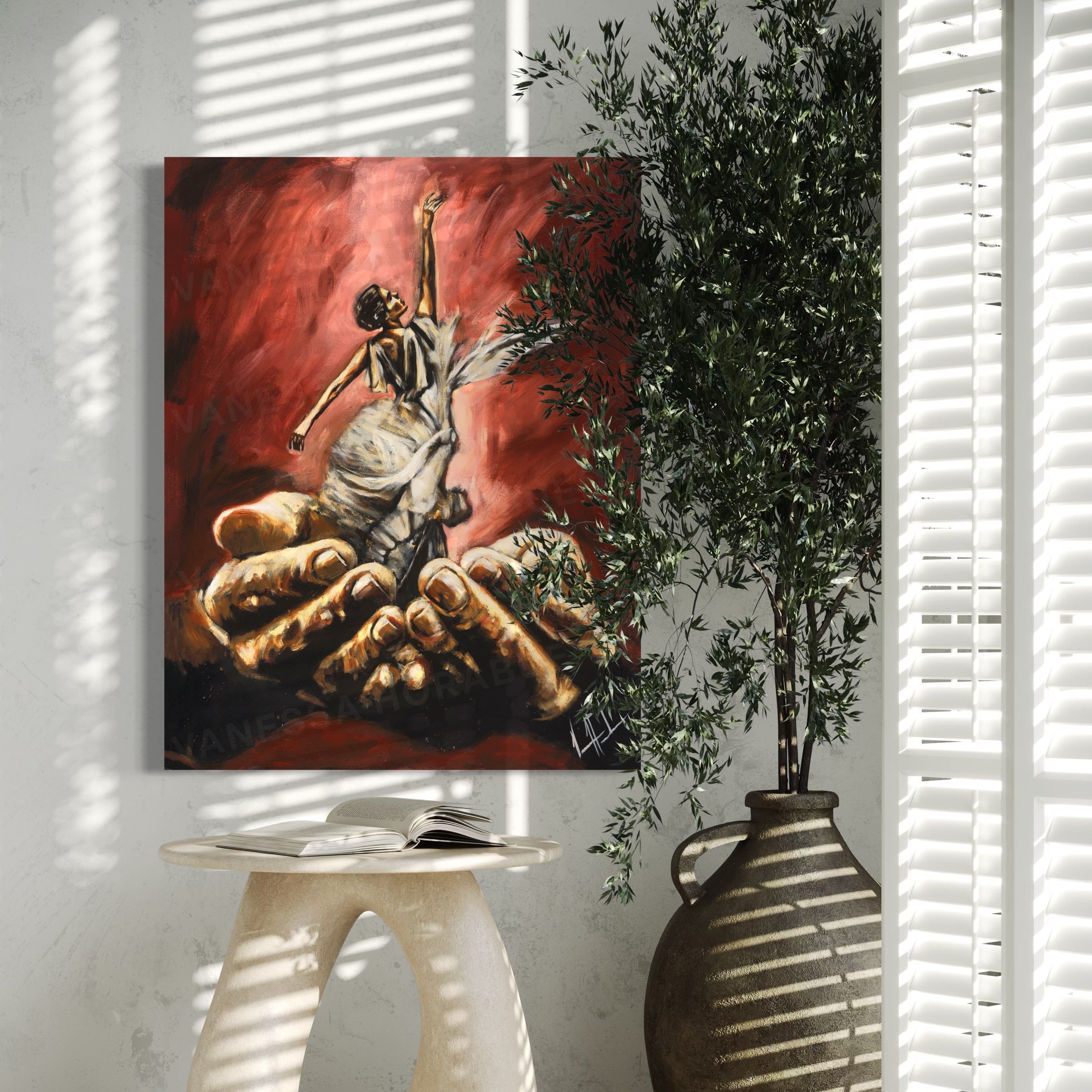 Endless Dance in the Father’s Hands (Daughter of a King) (Hand Embellished Canvas Print) Women's Art Print Vanessa Horabuena