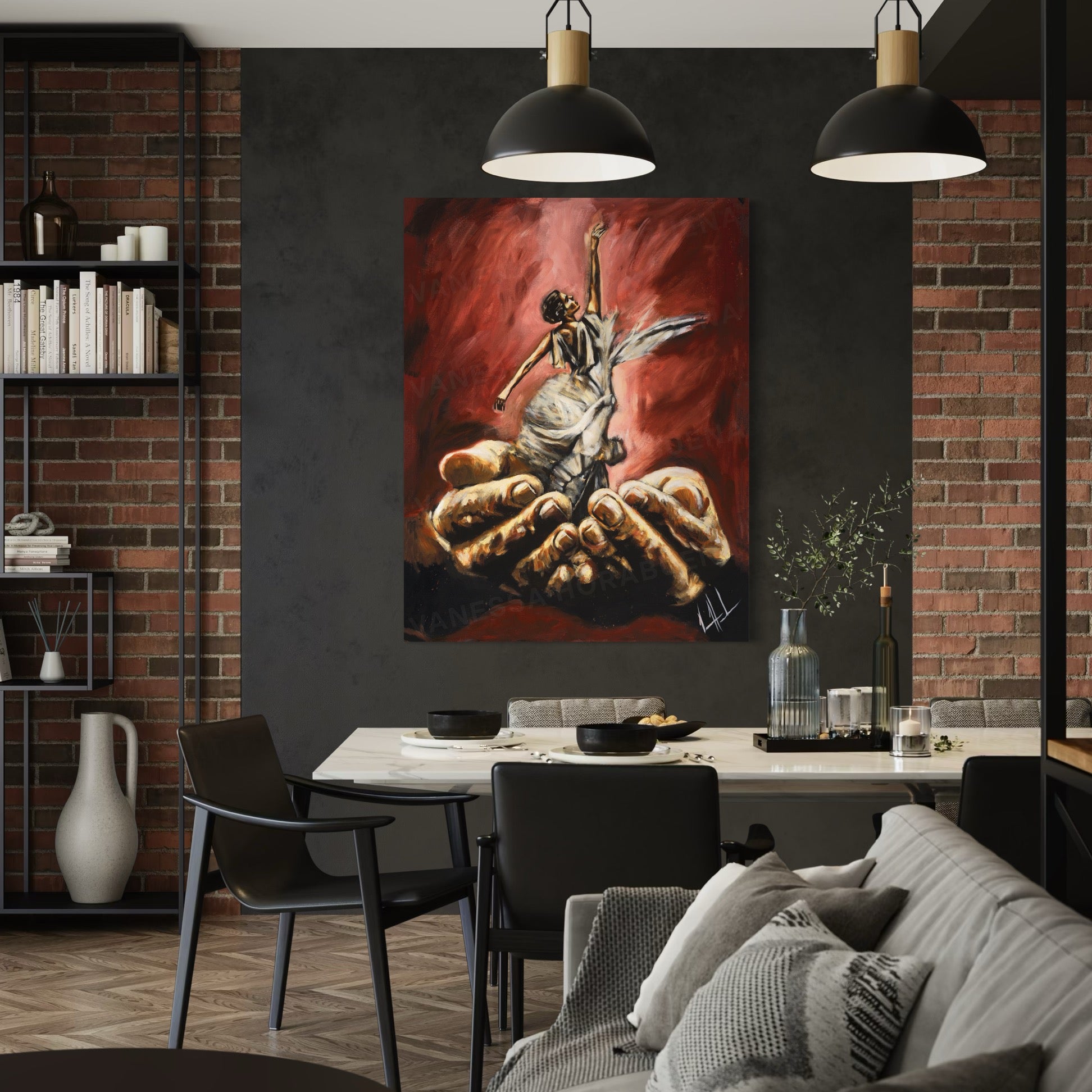 Endless Dance in the Father’s Hands (Daughter of a King) (Hand Embellished Canvas Print) Women's Art Print Vanessa Horabuena