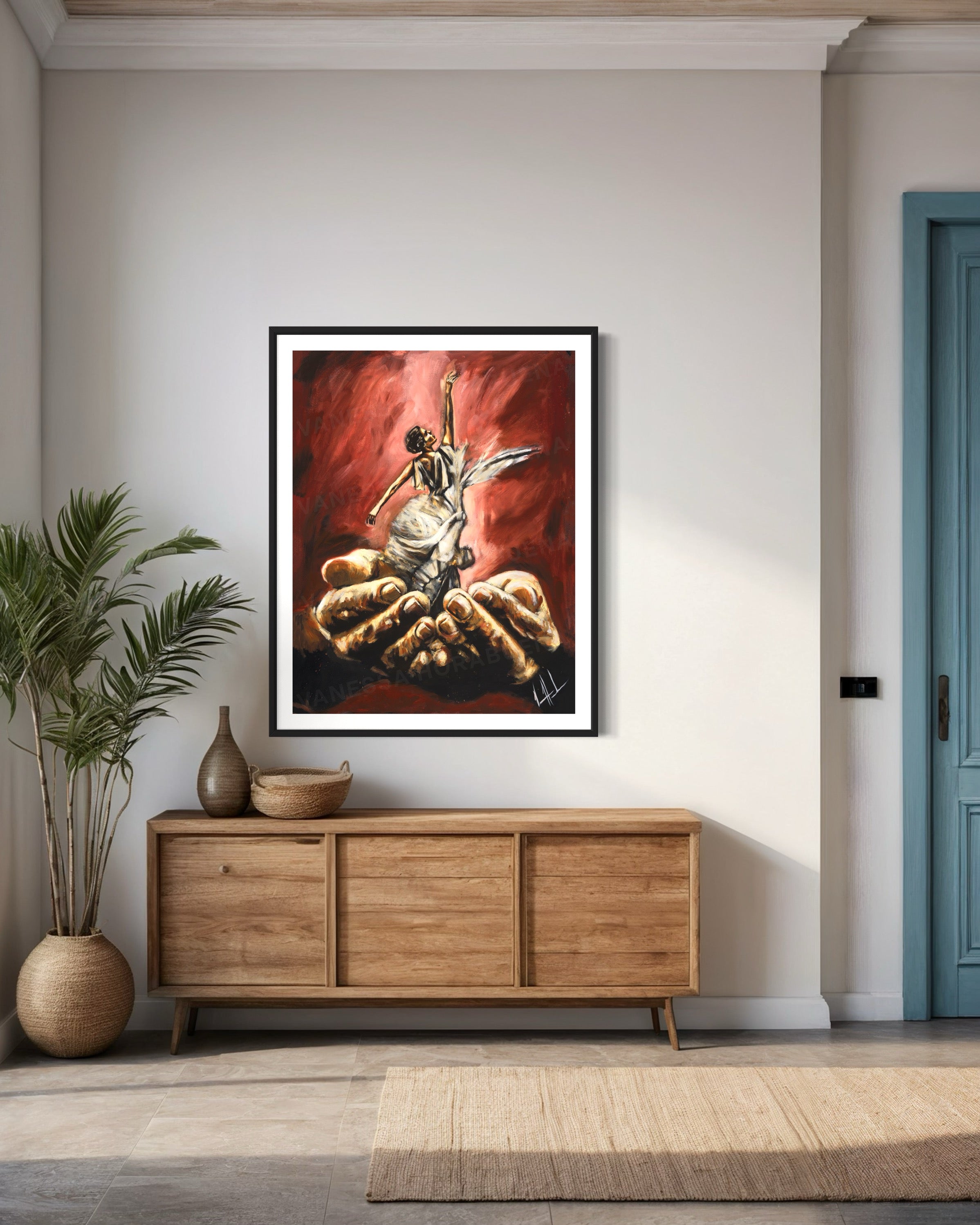 Endless Dance in the Father’s Hands (Daughter of a King) (Hand Embellished Canvas Print) Women's Art Print Vanessa Horabuena