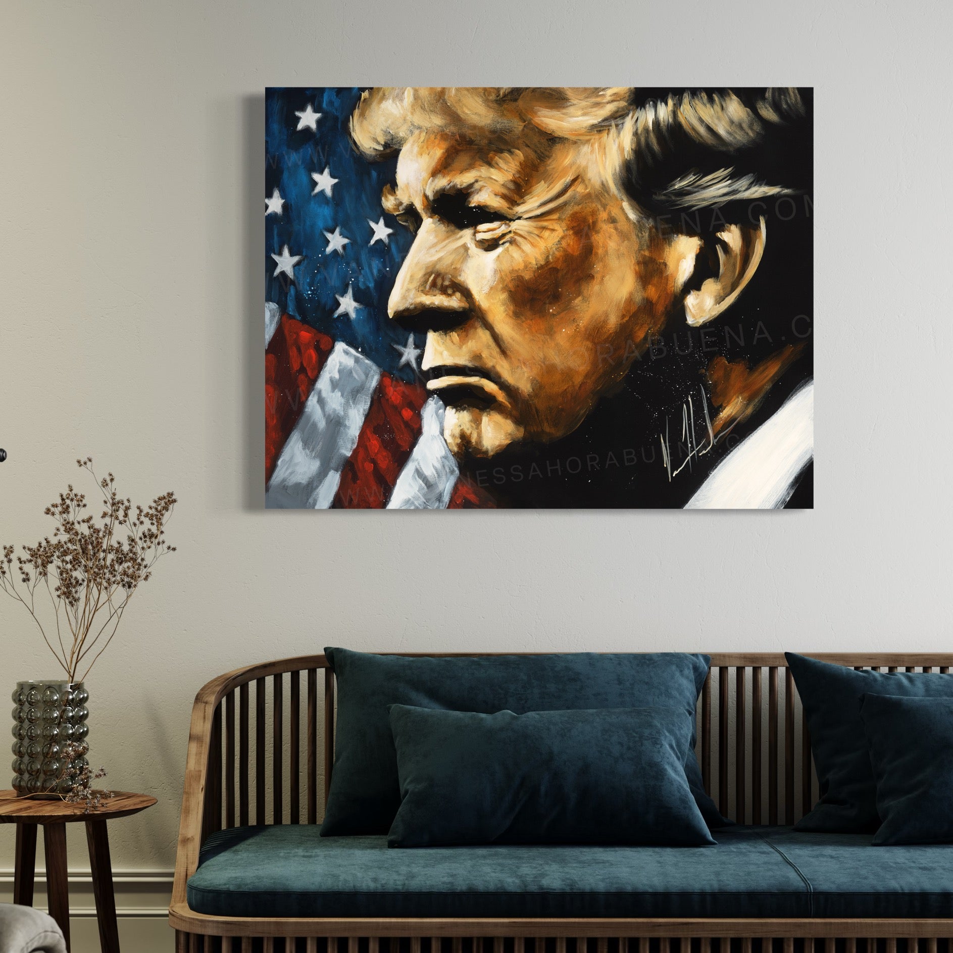 Donald Trump - The Fight For America (Hand Embellishment Canvas Print) Vanessa Horabuena