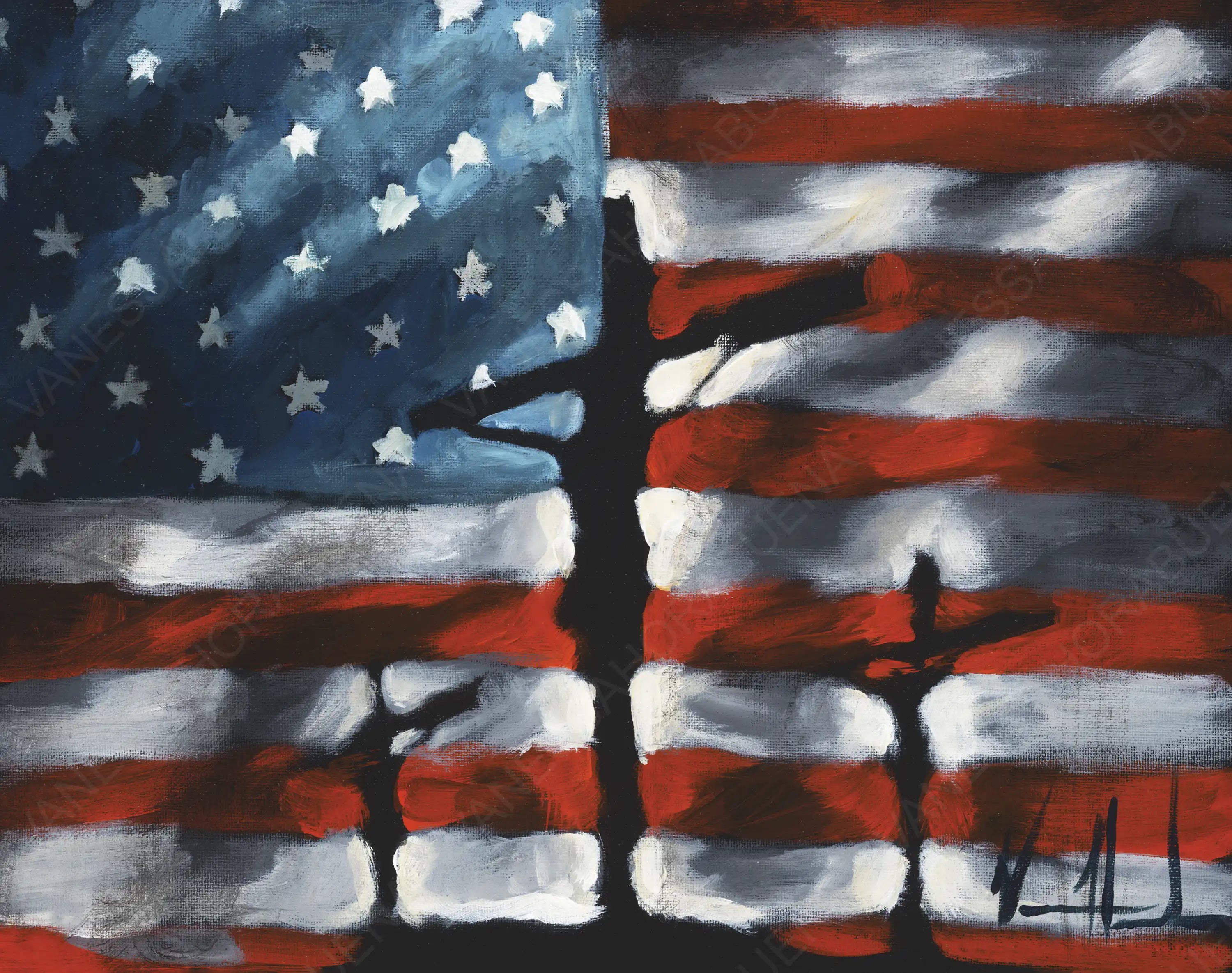 In God We Trust (Hand Embellishment Canvas Print) Patriotic Art Print Vanessa Horabuena