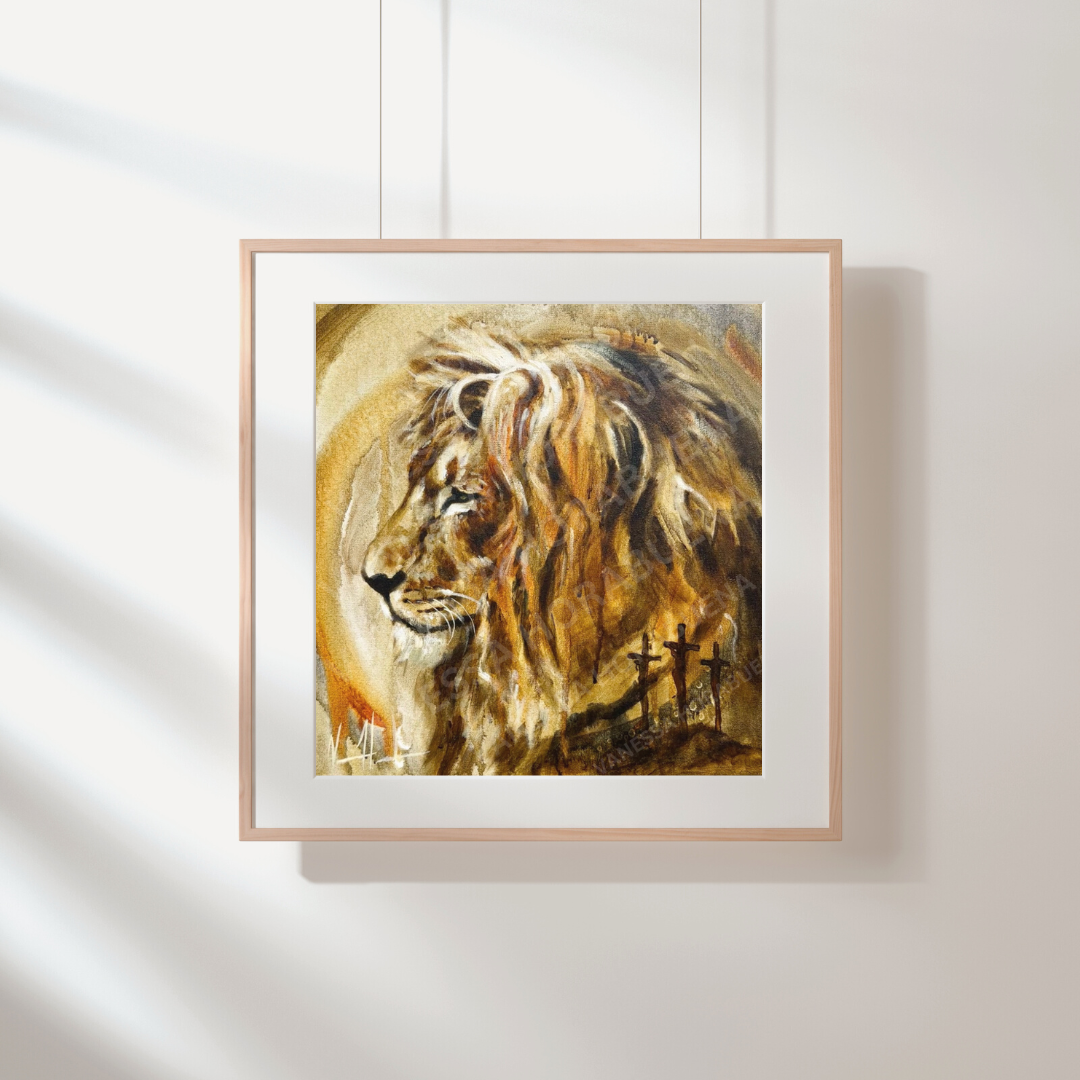 Kingdom of Heaven (Hand Embellishment Canvas Print) Lion Art Print Vanessa Horabuena