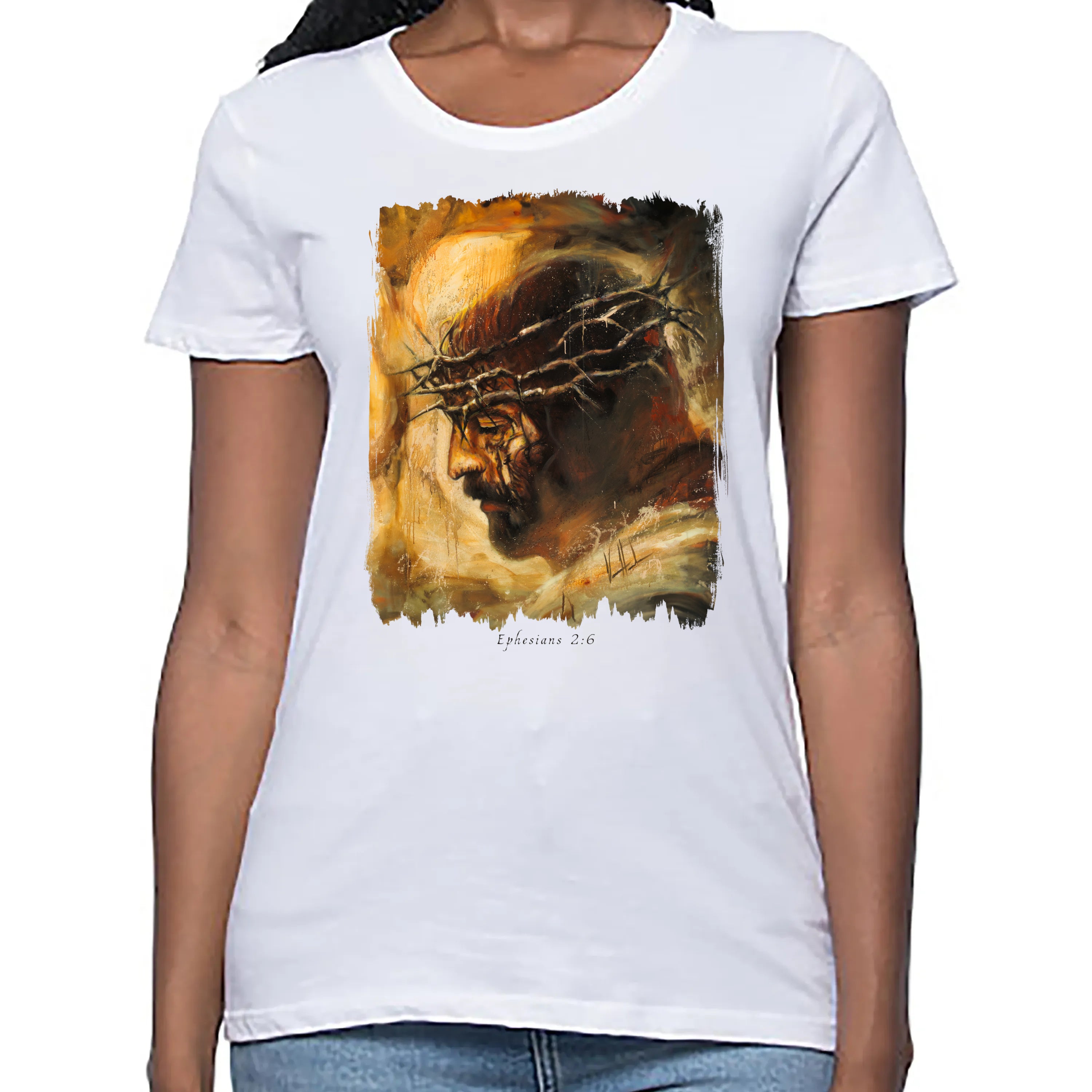 Women's T (Organic Bamboo) - King of Glory Organic Bamboo Vanessa Horabuena Short Sleeve Frost (White) XS