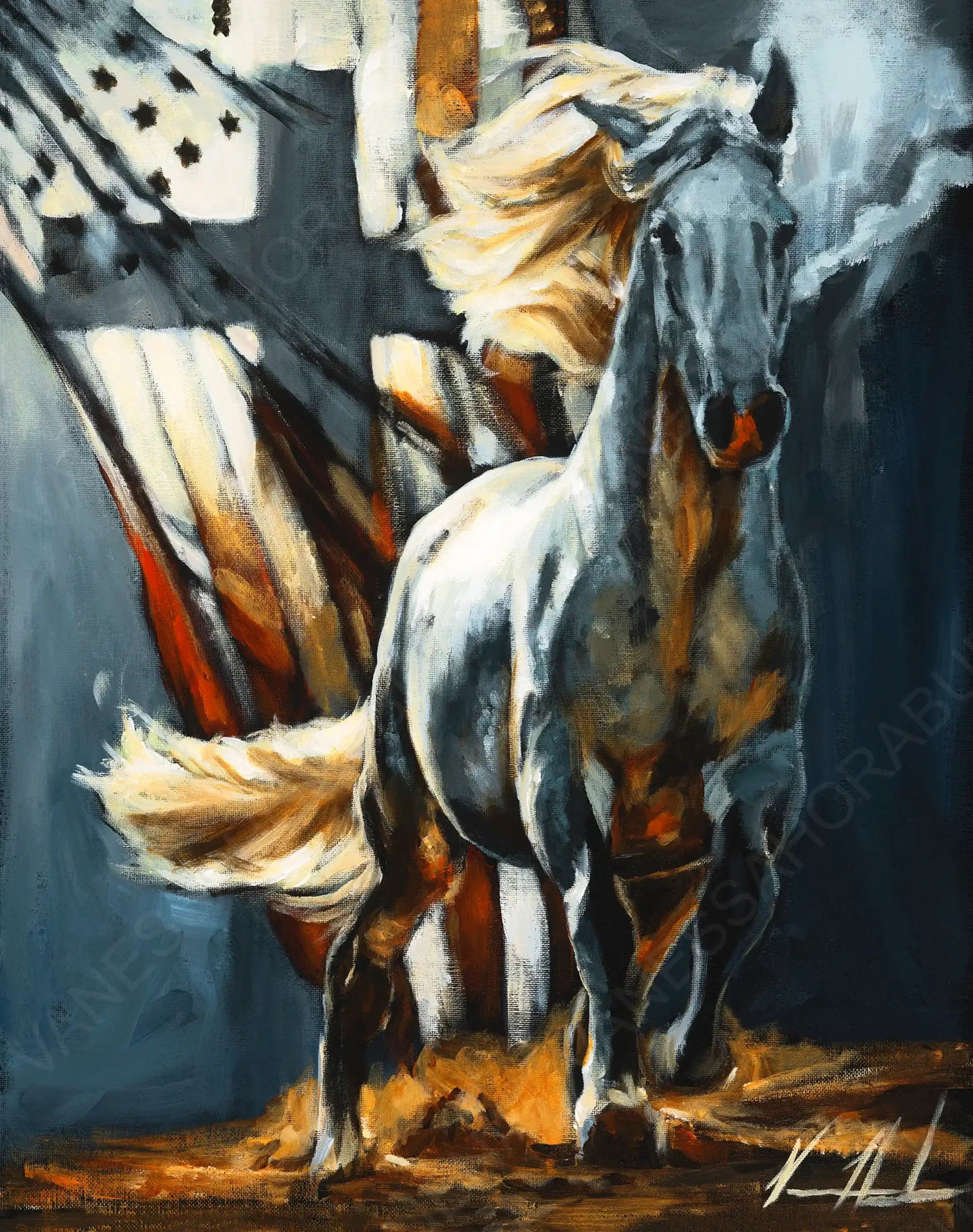 Land of the Free Patriotic Art Print, Horse Art Print Vanessa Horabuena