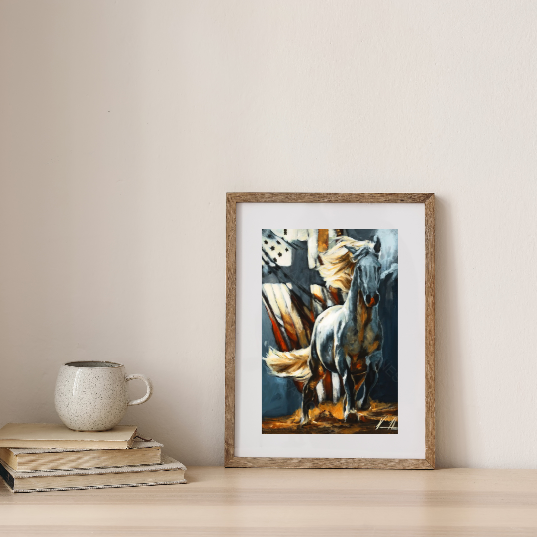Land of the Free Patriotic Art Print, Horse Art Print Vanessa Horabuena