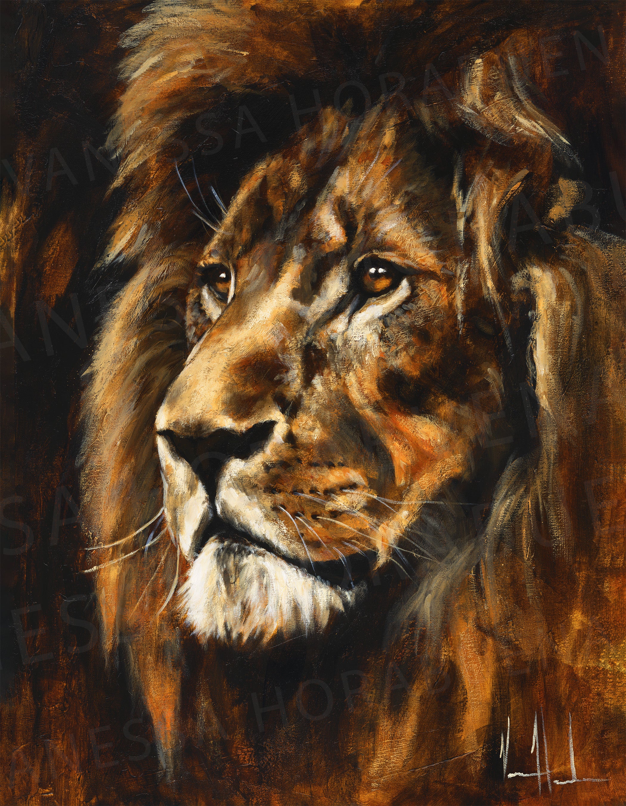 Majestic Lion (Hand Embellishment Canvas Print) Lion Art Print Vanessa Horabuena