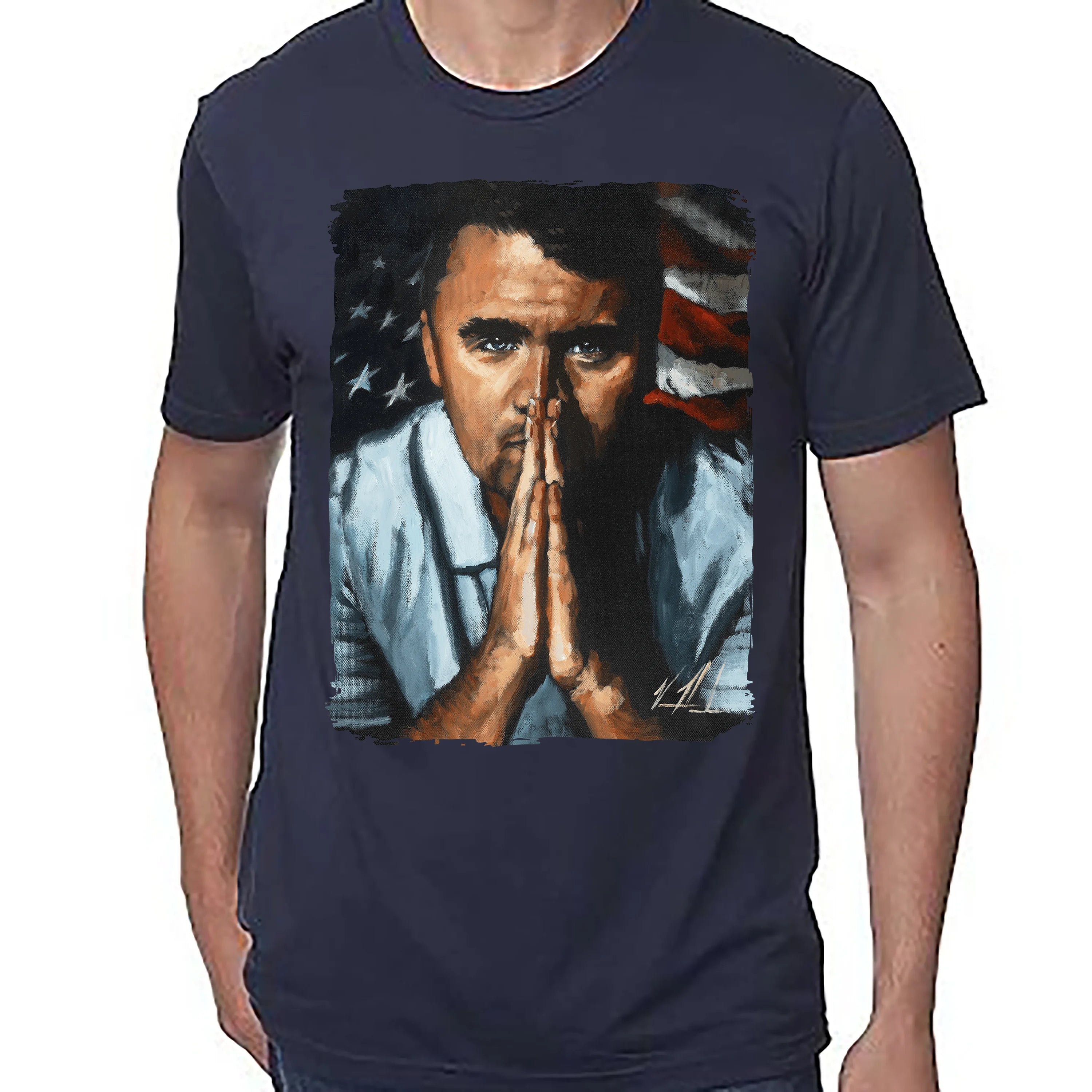 Charlie Kirk - A Patriot's Tribute - Unisex T (Premium Organic Fabric) Vanessa Horabuena Bamboo Midnight Blue Small