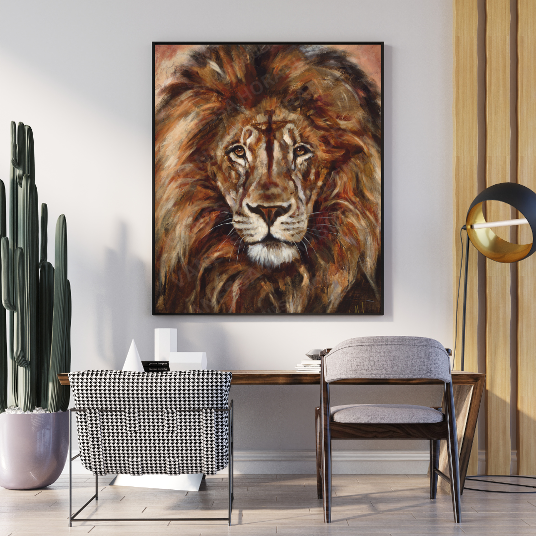 King of Heaven - Glorious Reign (Hand Embellishment Canvas Print) Lion Art Print Vanessa Horabuena