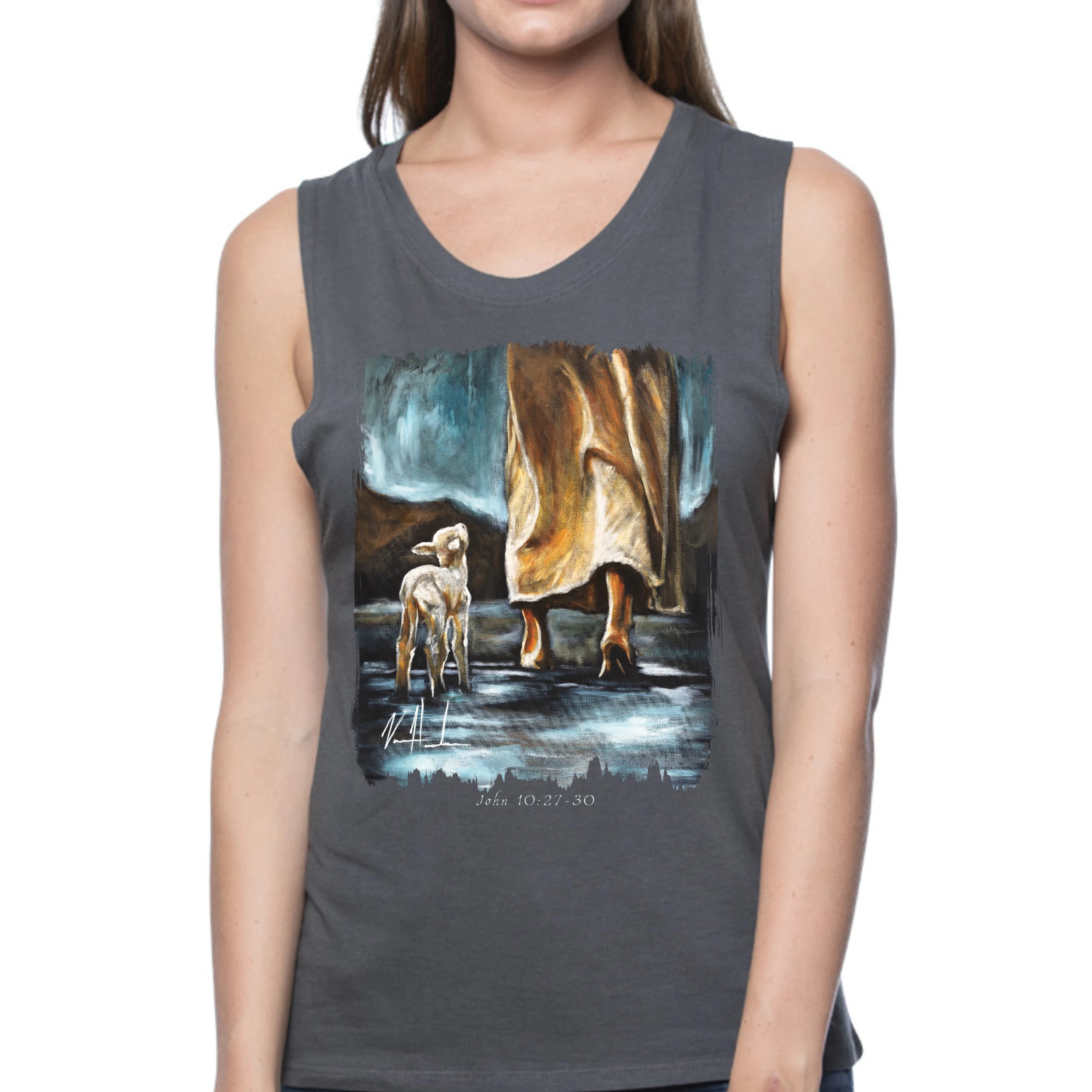 My Sheep Listen to My Voice - Women's Tank Top (Organic Bamboo) Organic Bamboo Vanessa Horabuena Short Sleeve Pewter (Grey) XS