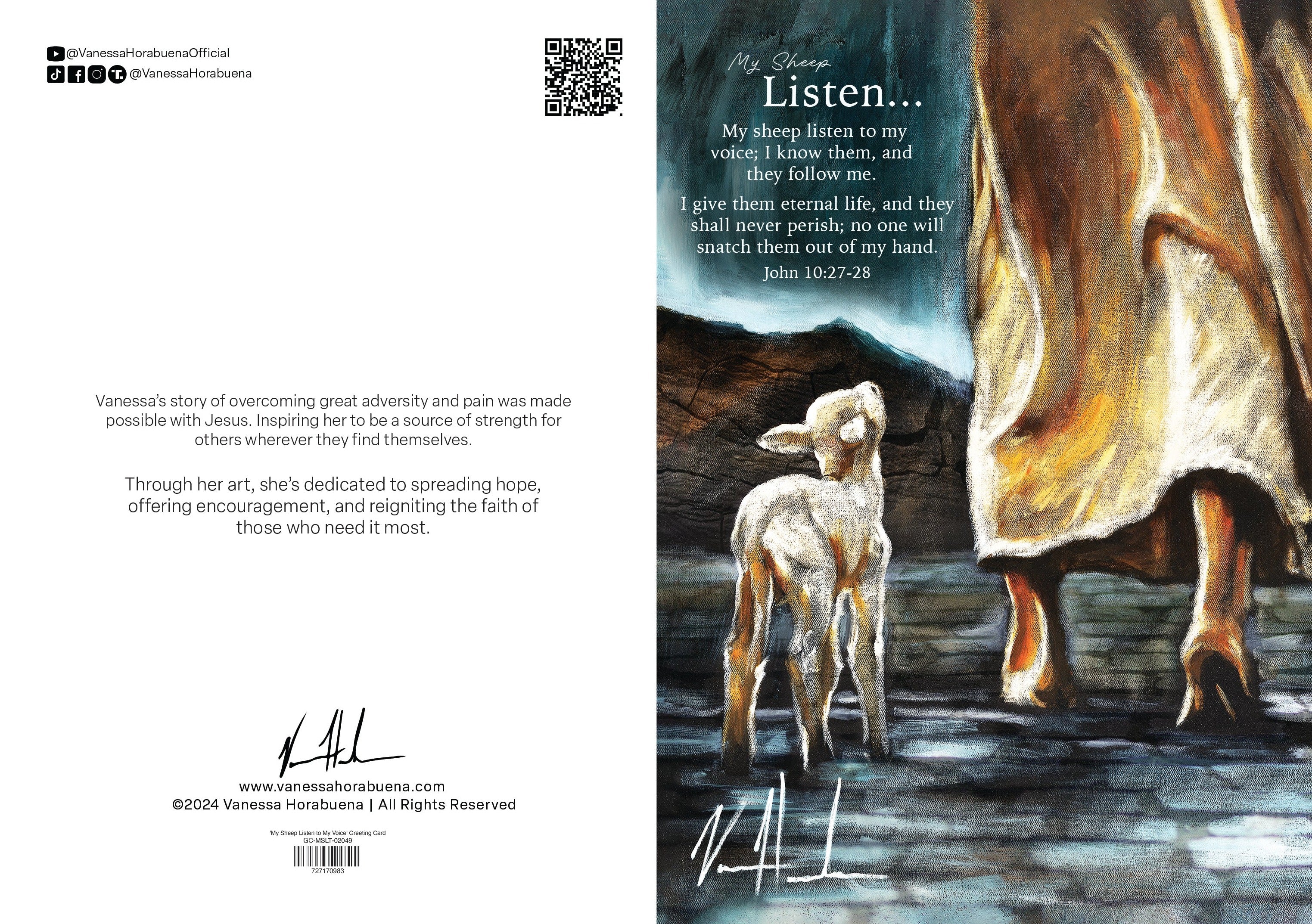 'My Sheep Listen to My Voice' Greeting Card Vanessa Horabuena