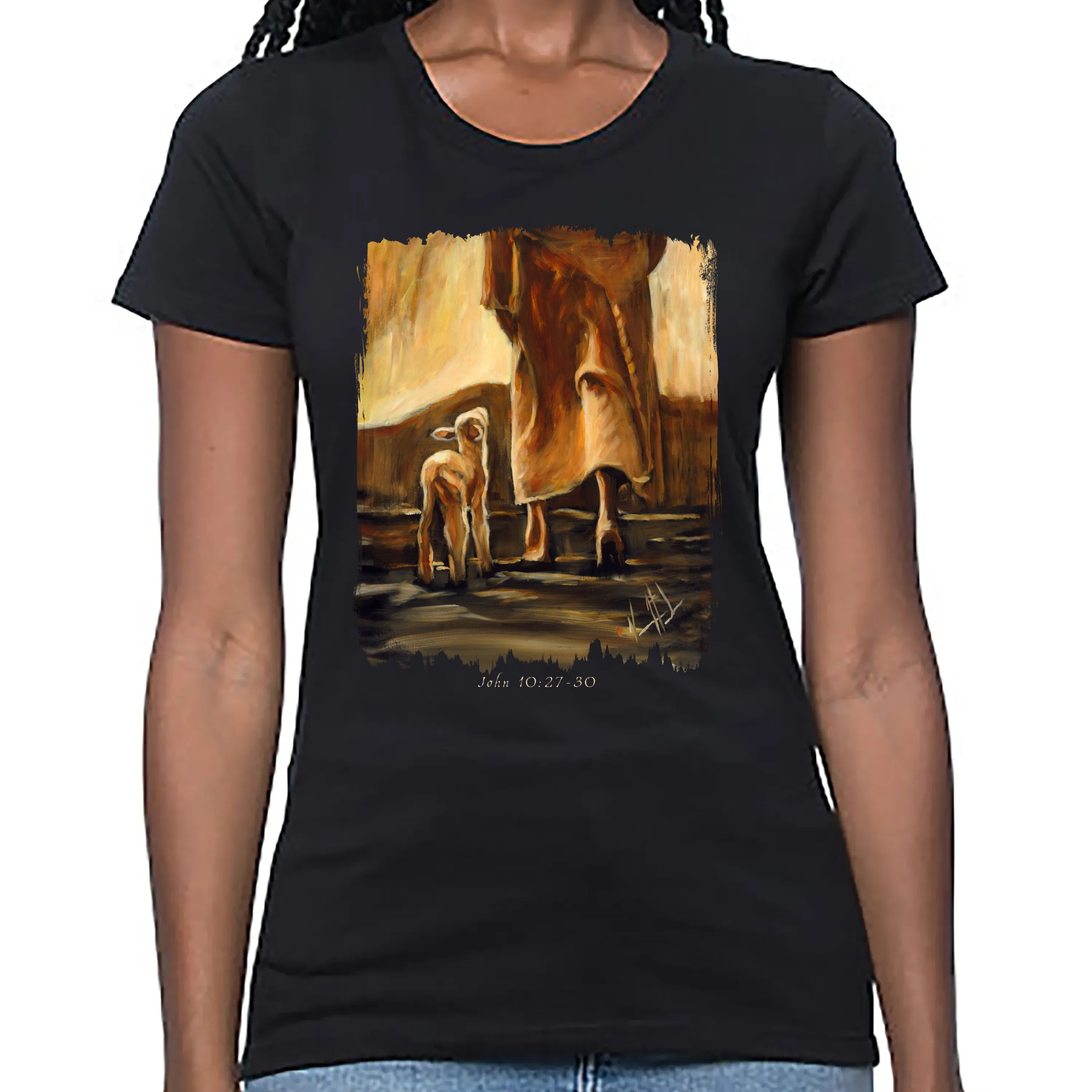 Women's T (Organic Bamboo) - My Sheep Listen to My Voice - Fall Edition Organic Bamboo Vanessa Horabuena Short Sleeve Eclipse (Black) XS