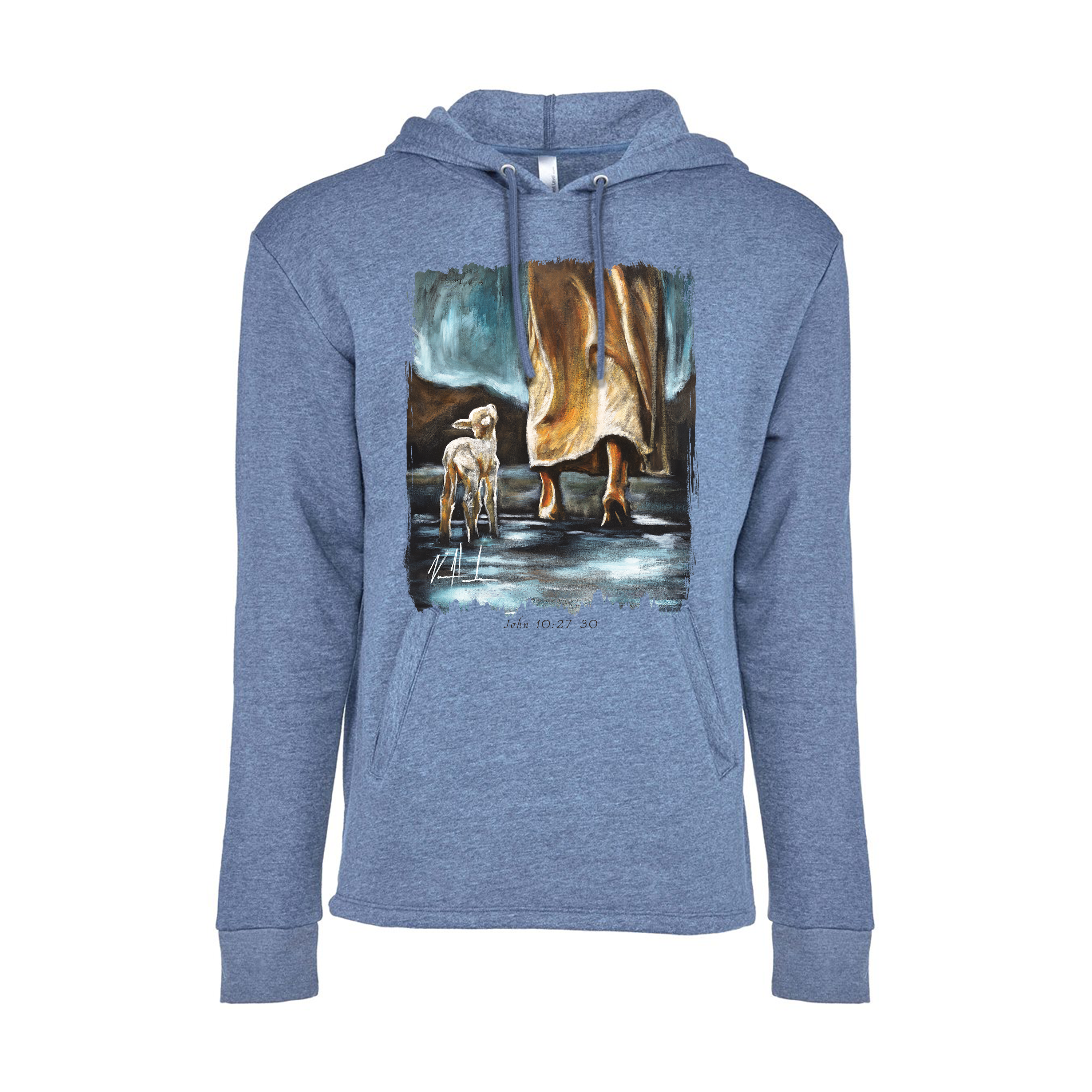 CLEARANCE - My Sheep Listen to My Voice - Unisex Hoodie Poly-Blend Vanessa Horabuena Heather Bay Blue S