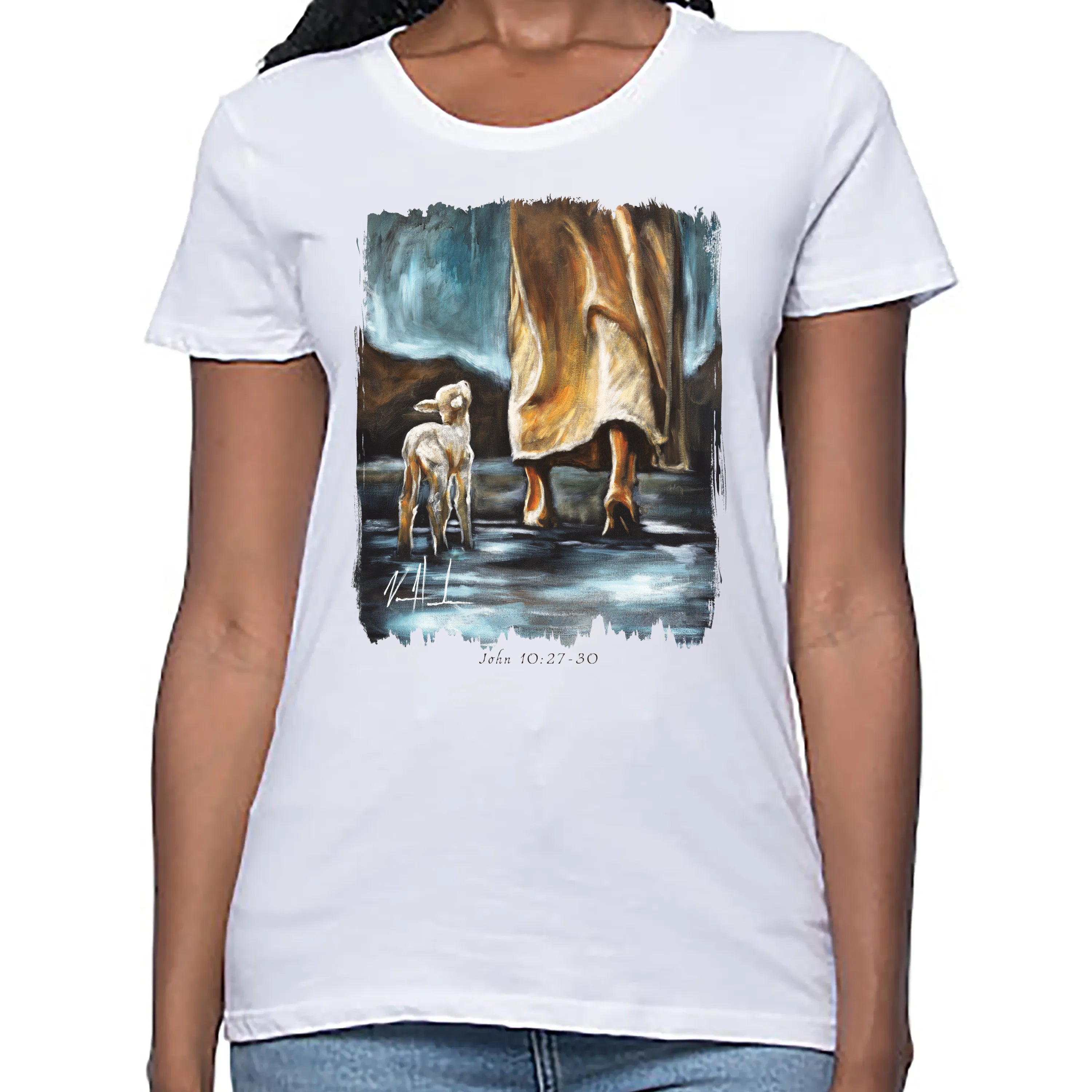 Women's T (Organic Bamboo) - My Sheep Listen to My Voice Organic Bamboo Vanessa Horabuena Short Sleeve Frost (White) XS