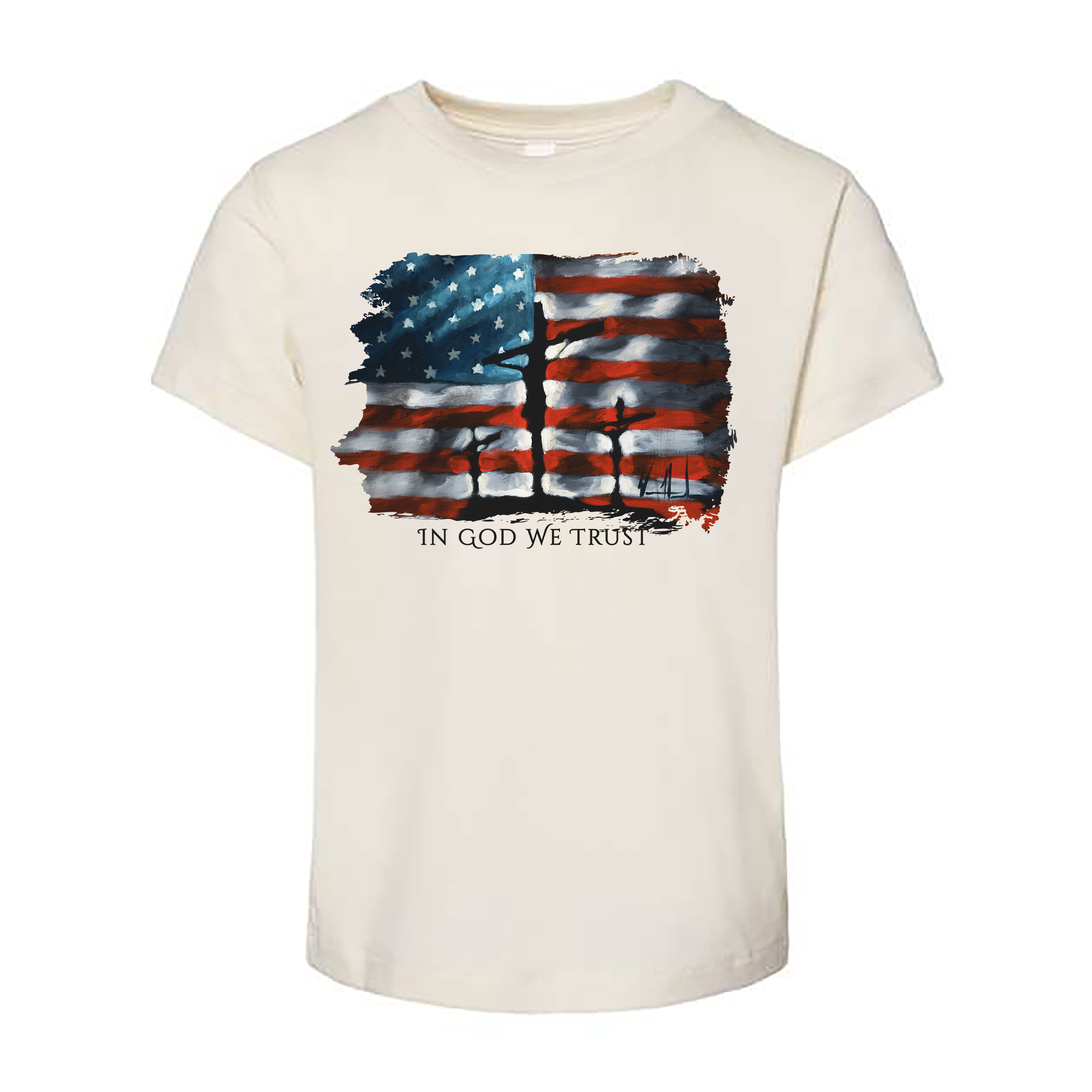 Kids T - In God We Trust -(Organic Cotton) (4th of July) Organic Cotton Vanessa Horabuena Toddler Natural 2T