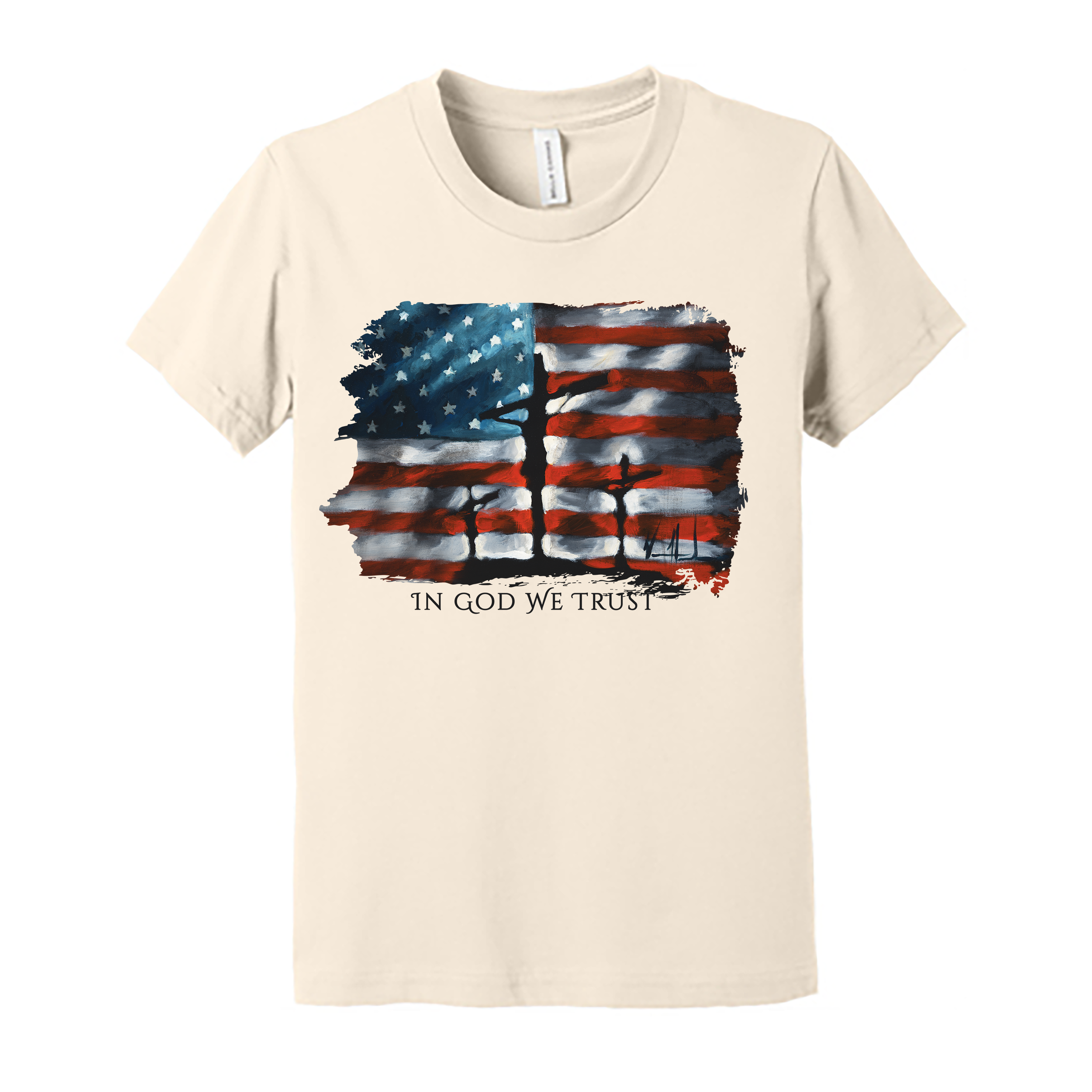 Kids T - In God We Trust -(Organic Cotton) (4th of July) Organic Cotton Vanessa Horabuena Youth Natural Small