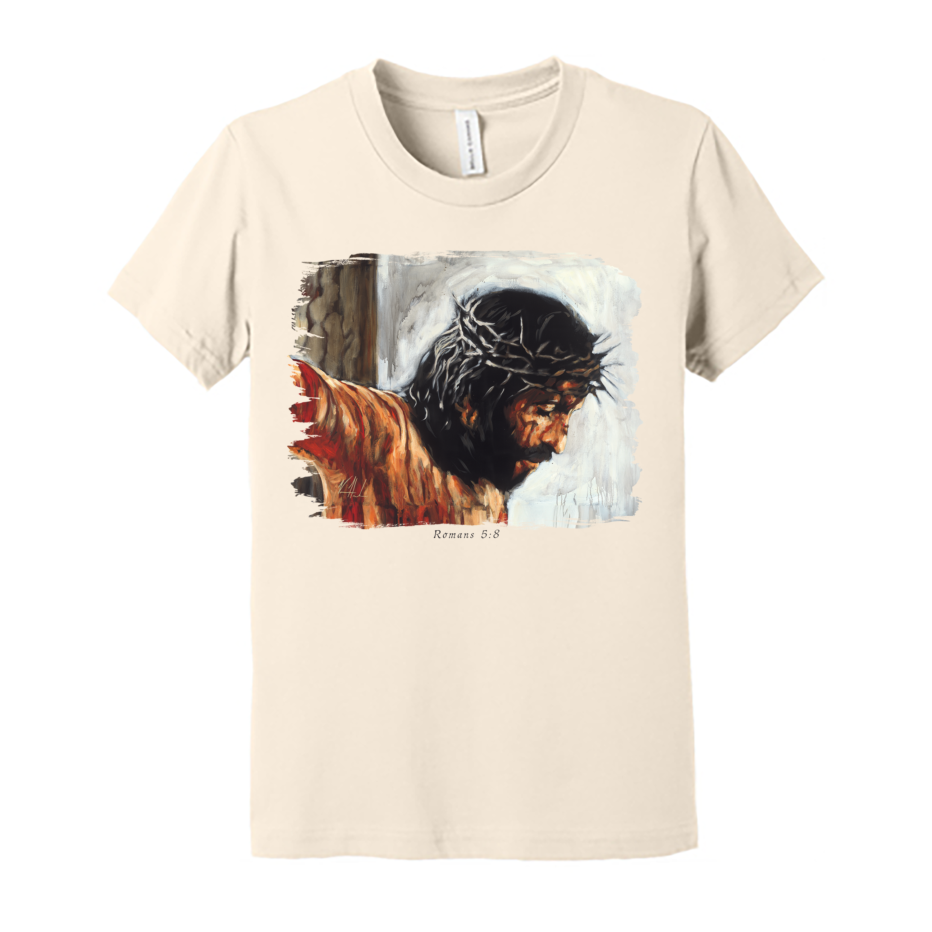 By His Wounds We Are Healed (White Background) - Kids T (Organic Cotton) Organic Cotton Vanessa Horabuena Youth Natural Small