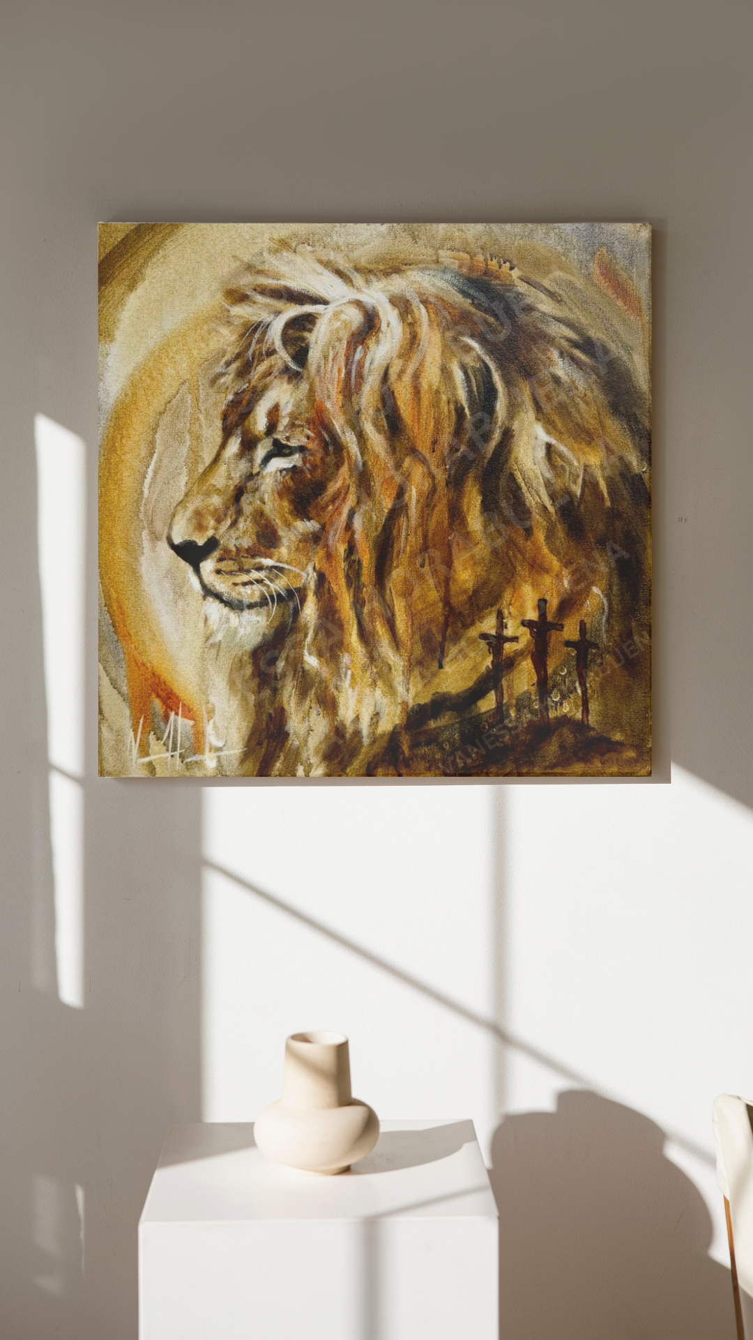 Kingdom of Heaven (Hand Embellishment Canvas Print) Lion Art Print Vanessa Horabuena